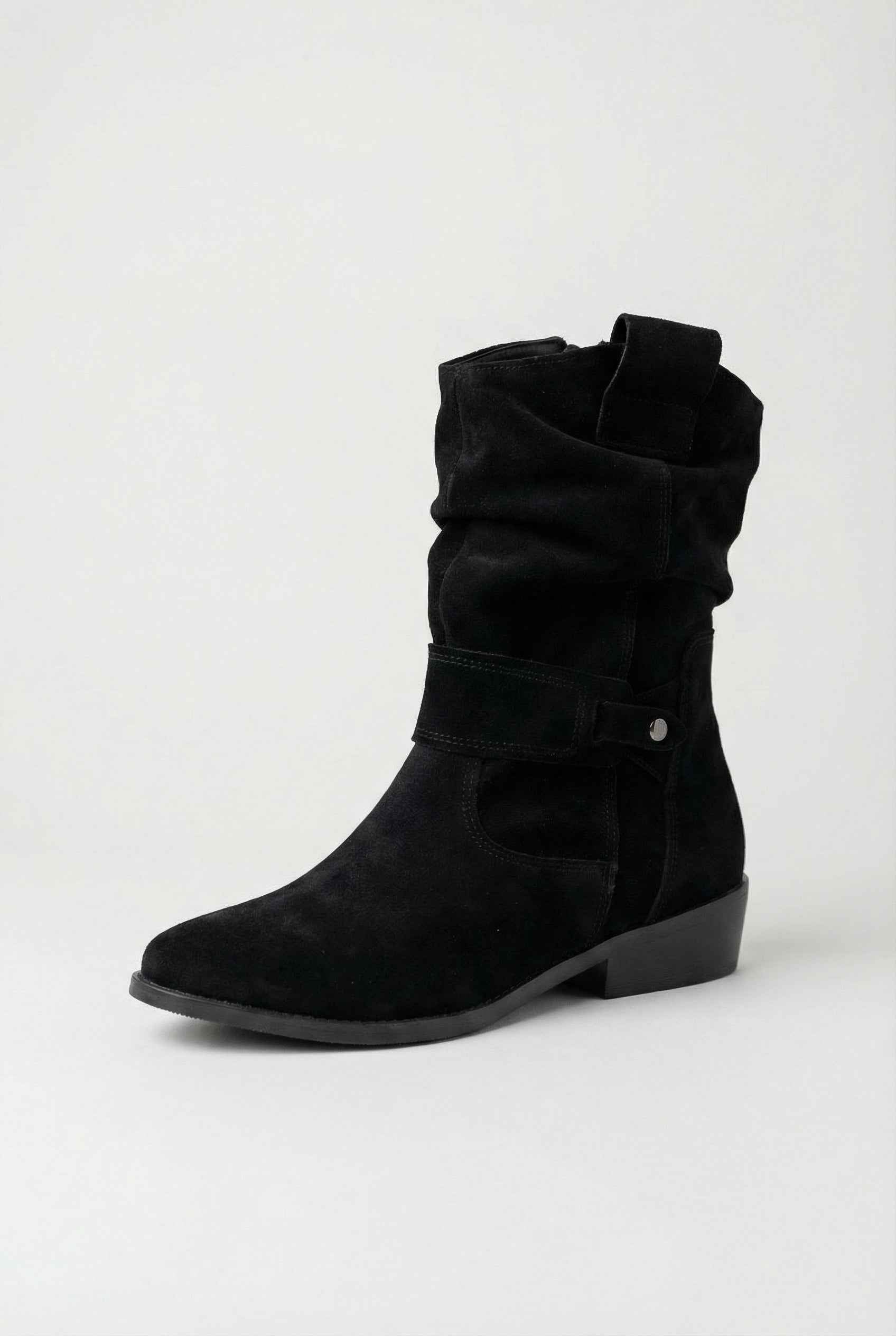 Victoria black suede ankle boots for women by Lumina Wear with sturdy sole, stylish design, and ankle-length fit.