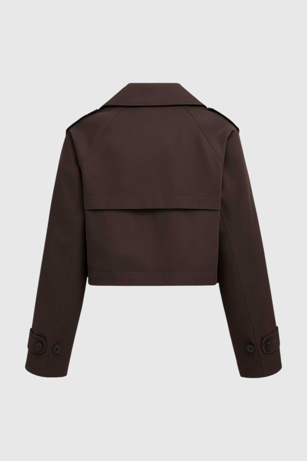 Victoria Chic Brown Windbreaker Jacket with double-breasted design from Lumina Wear, featuring stylish and lightweight outerwear.