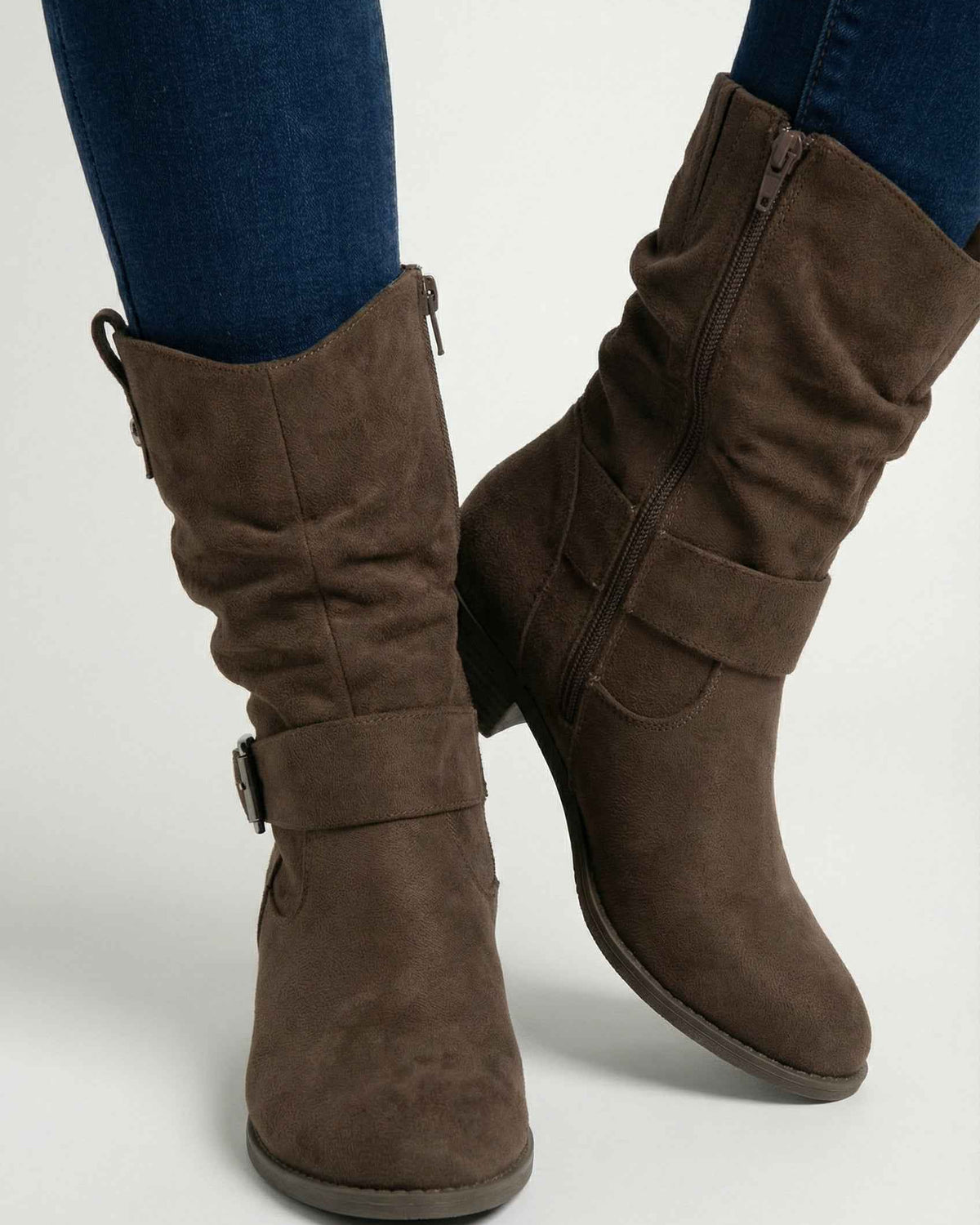 Victoria dark brown suede ankle boots with warm lining by Lumina Wear, featuring a stylish design and comfortable fit for women.