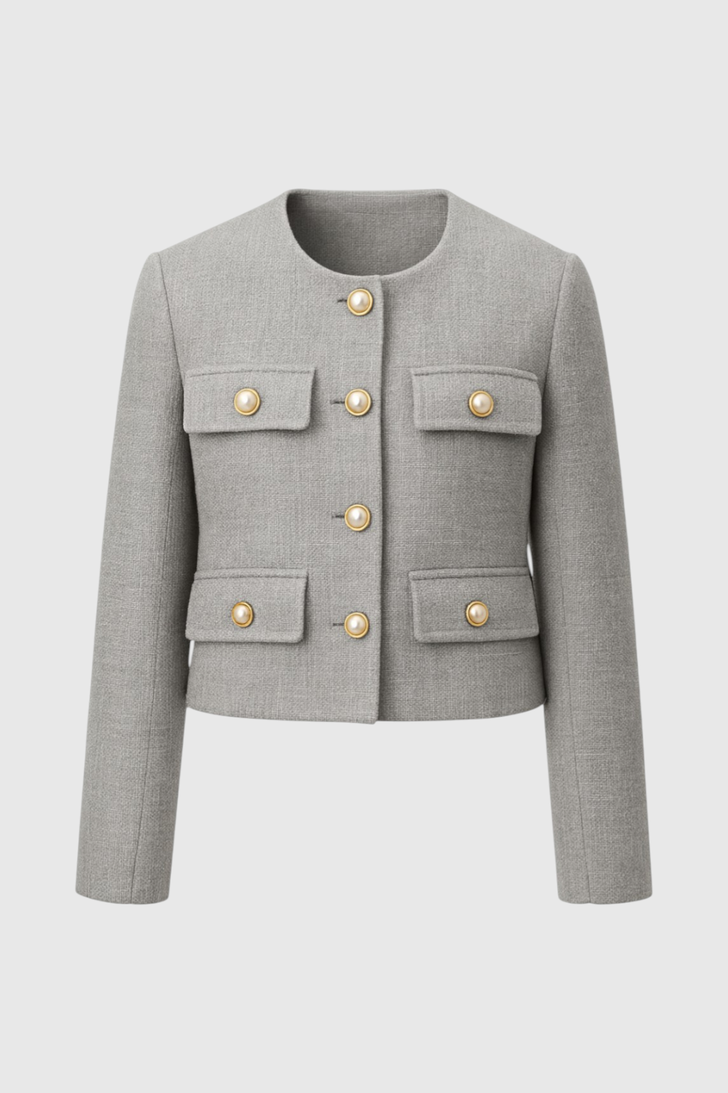 Victoria gray short jacket by Lumina Wear, featuring a chic, versatile style with a tailored fit and modern design.