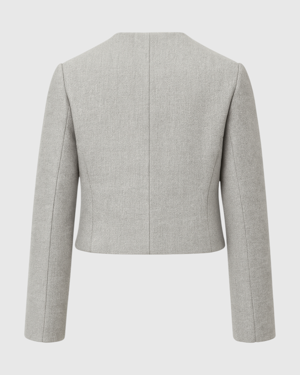 Lumina Wear Victoria gray short jacket with versatile style, featuring a chic design and tailored fit for casual or semi-formal wear.