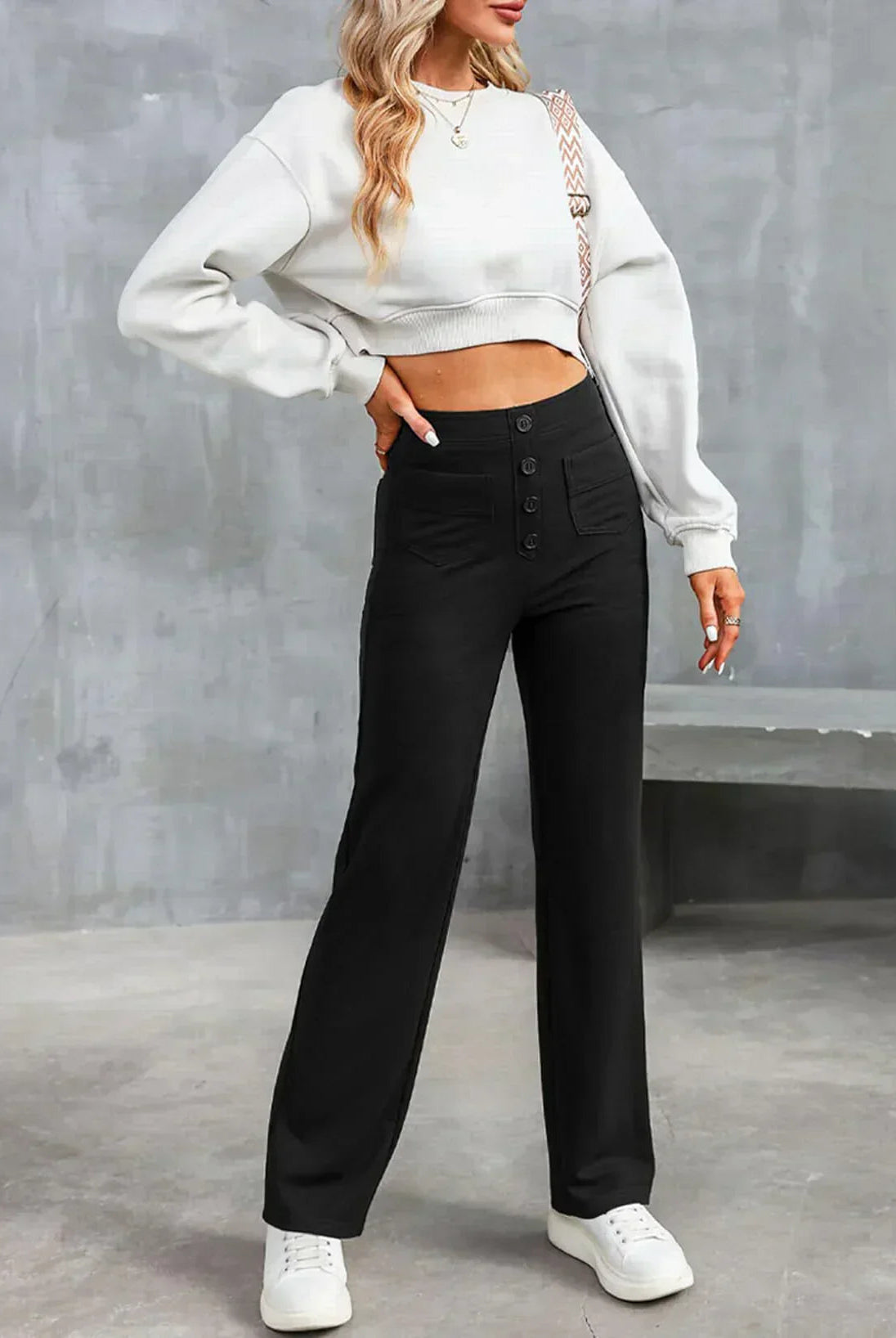 Victoria high-waisted trousers by Lumina Wear in stone green, featuring stretch fabric and a chic, tailored fit.