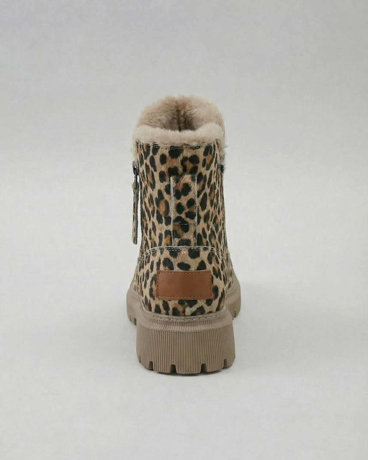 Lumina Wear Victoria Chic Leopard Ankle Boots with cozy lining, brown leopard print, and ankle-high design.