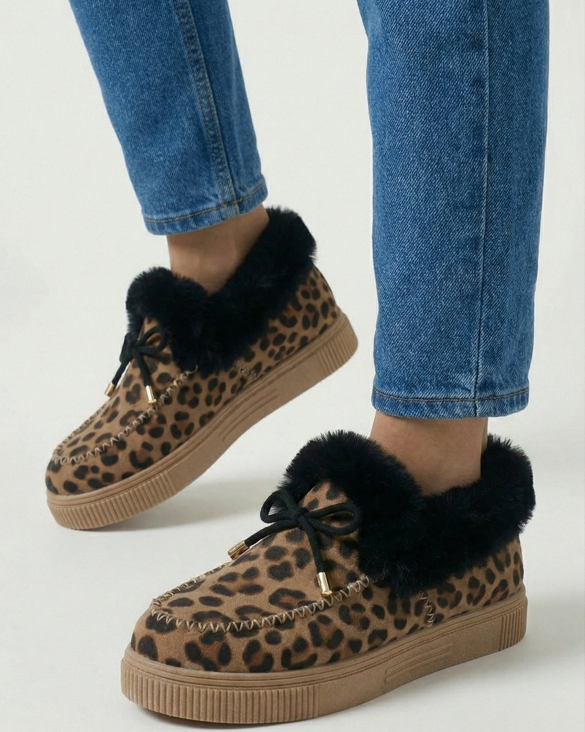 Victoria Lumina leopard print ankle boots with cozy lining, stylish footwear featuring a chic animal pattern and comfortable fit.