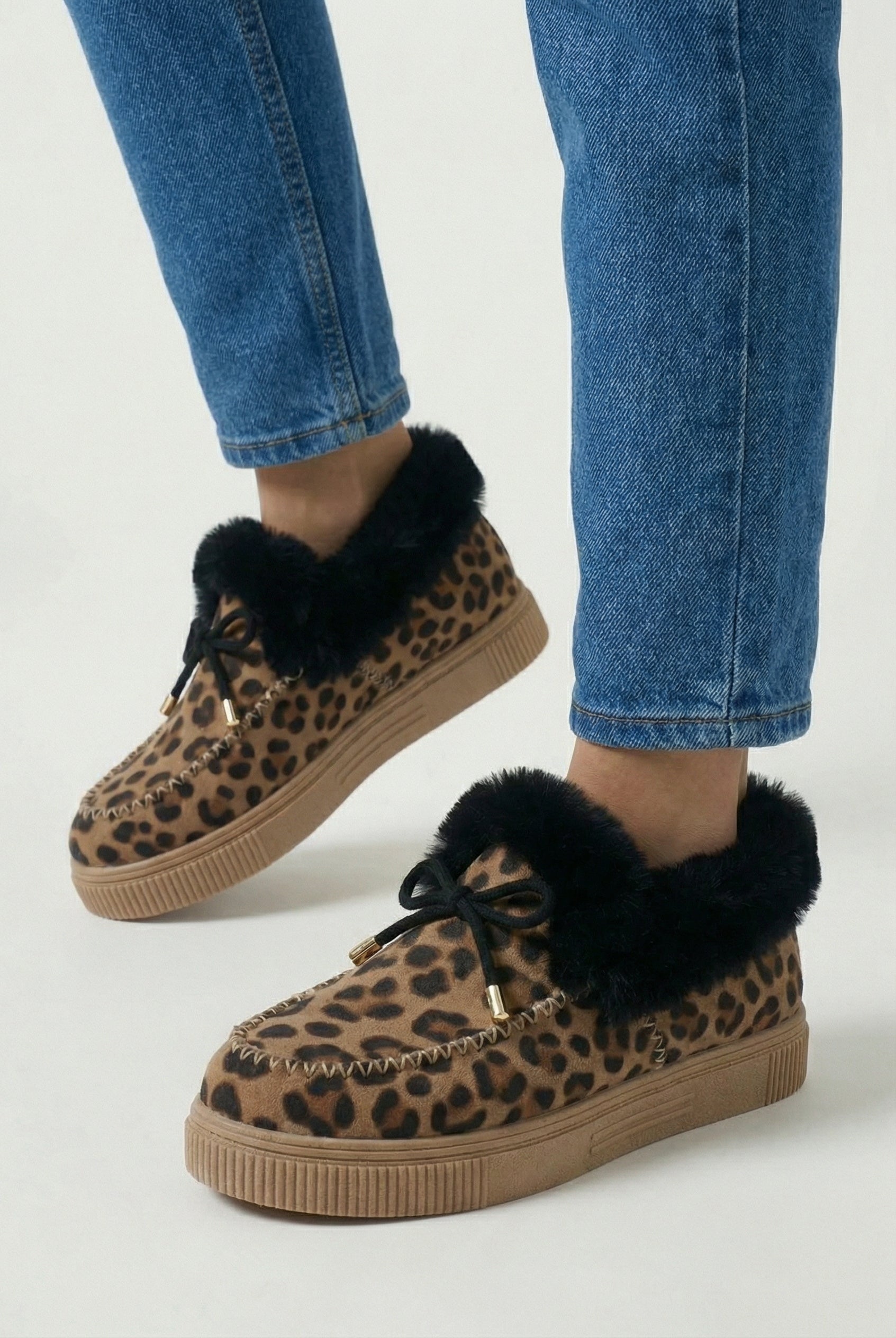 Victoria Lumina leopard print ankle boots with cozy lining, stylish footwear featuring a chic animal pattern and comfortable fit.