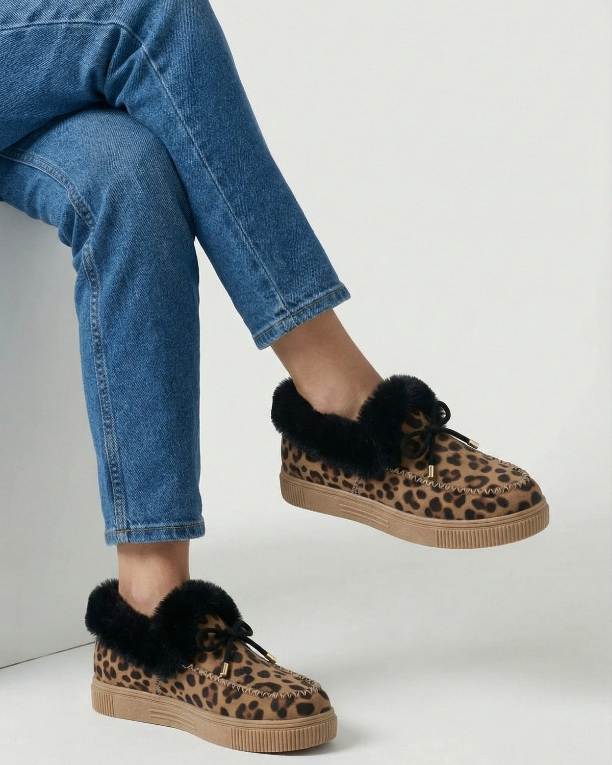 Victoria Lumina leopard print ankle boots with cozy lining, stylish footwear featuring a chic leopard pattern and comfortable design.