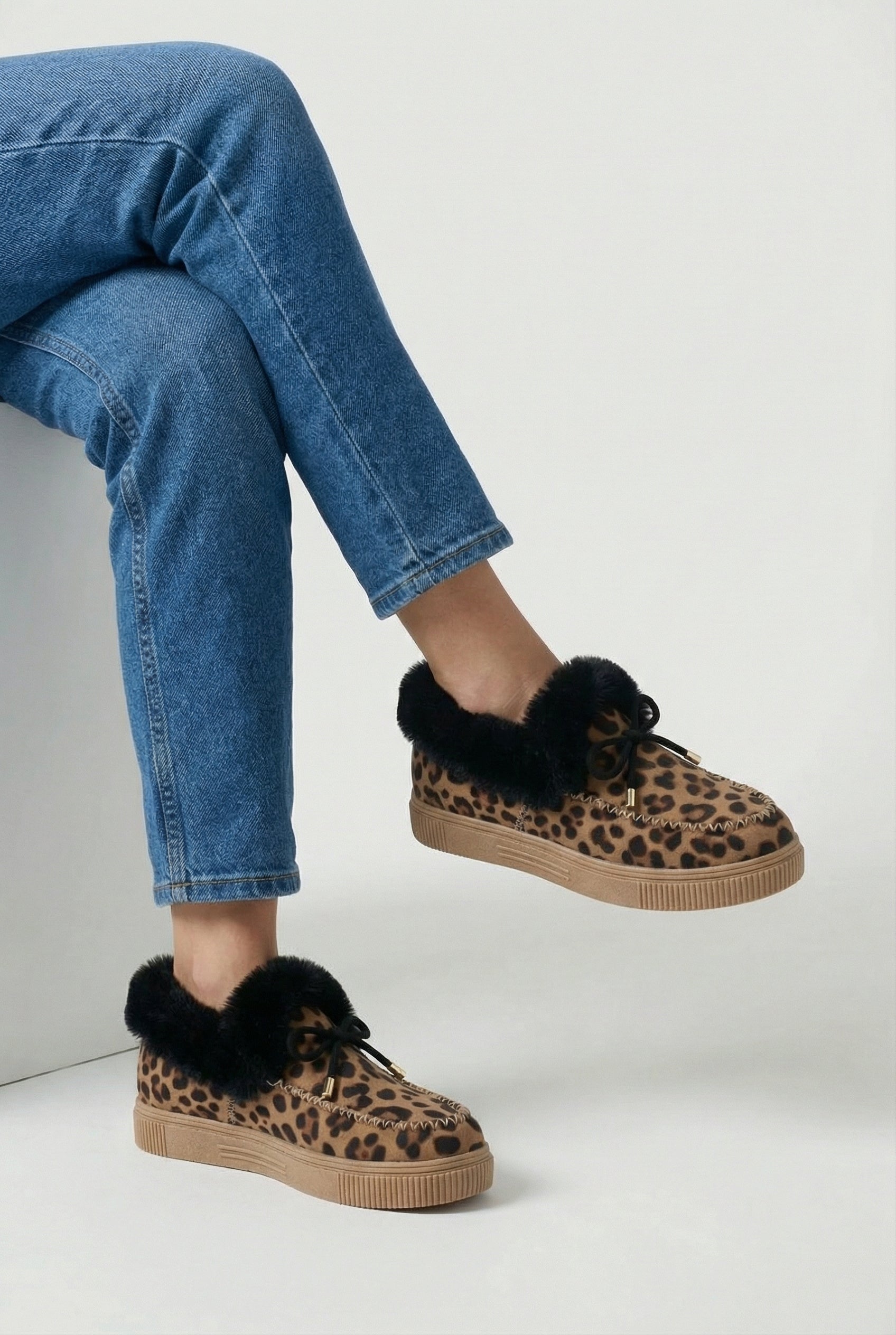 Victoria Lumina leopard print ankle boots with cozy lining, stylish footwear featuring a chic leopard pattern and comfortable design.