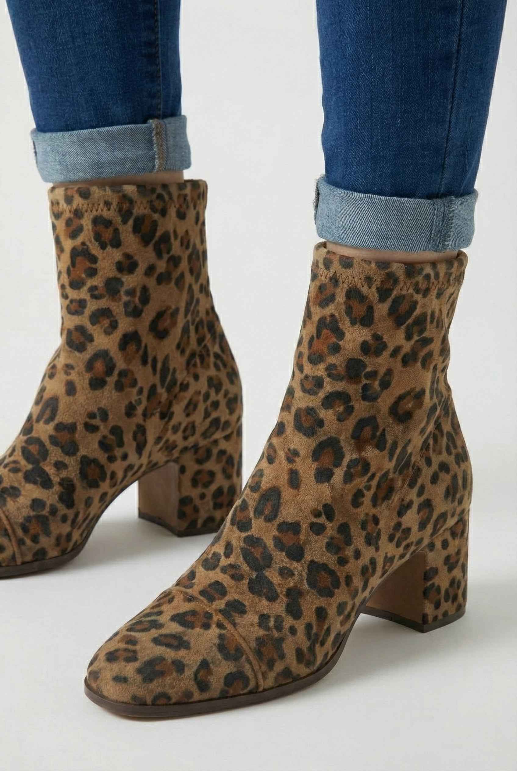 Victoria women's leopard print ankle boots by Lumina Wear featuring a retro heel and chic animal print design.