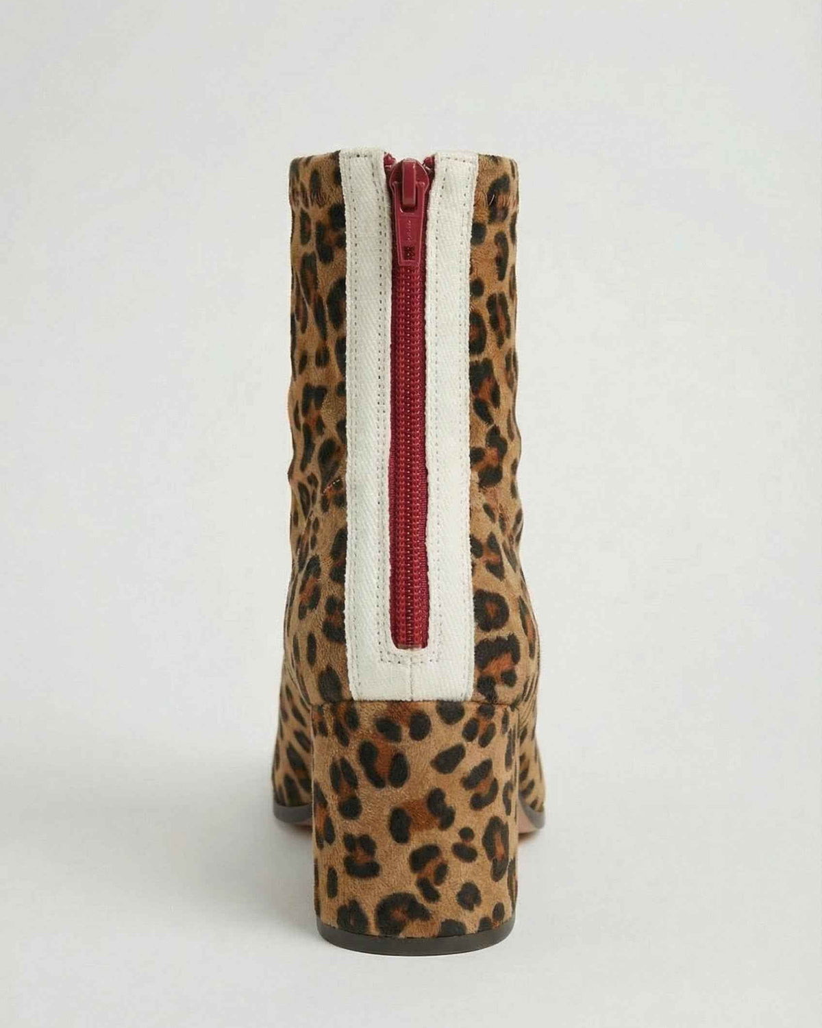 Victoria Lumina leopard print ankle boots with retro heel, stylish women's footwear featuring bold animal print and a chic design.