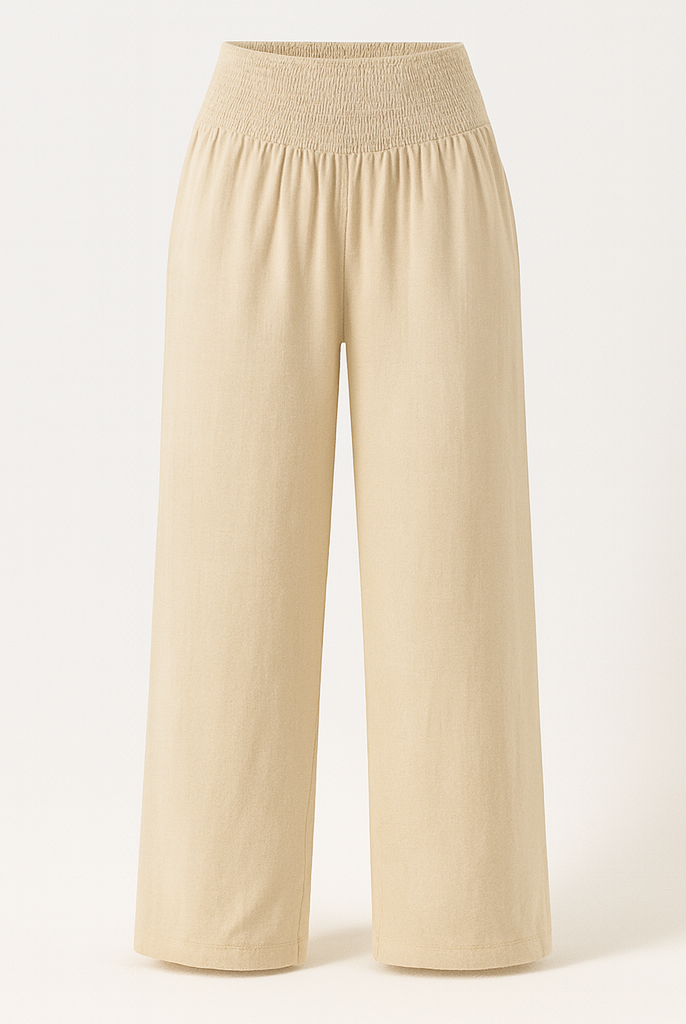 Black Victoria lightweight wide-leg trousers by Lumina Wear, designed for effortless summer style and comfort.