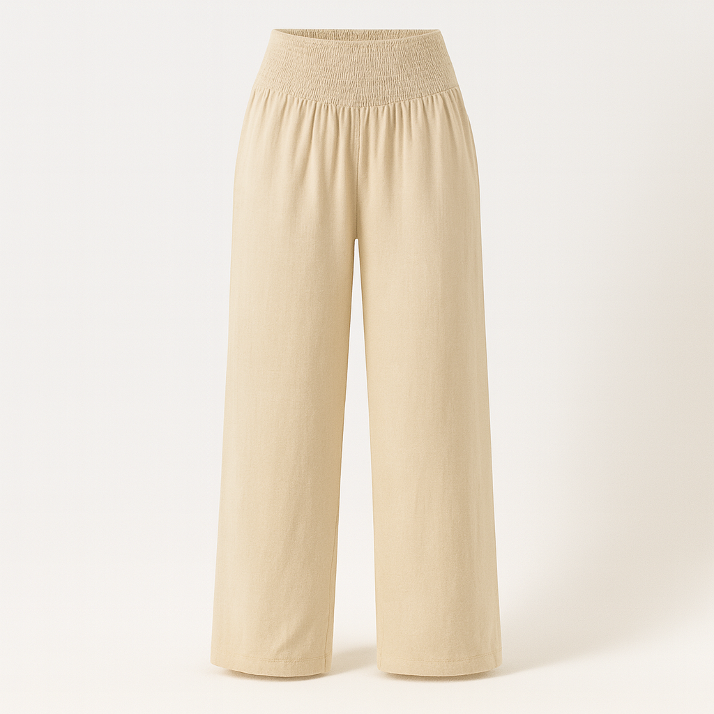 Black Victoria lightweight wide-leg trousers by Lumina Wear, designed for effortless summer style and comfort.