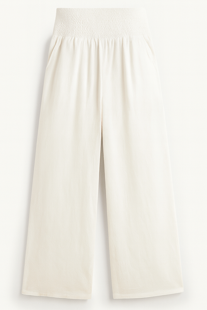 Black Victoria wide-leg trousers by Lumina Wear, lightweight and chic, perfect for effortless summer style.