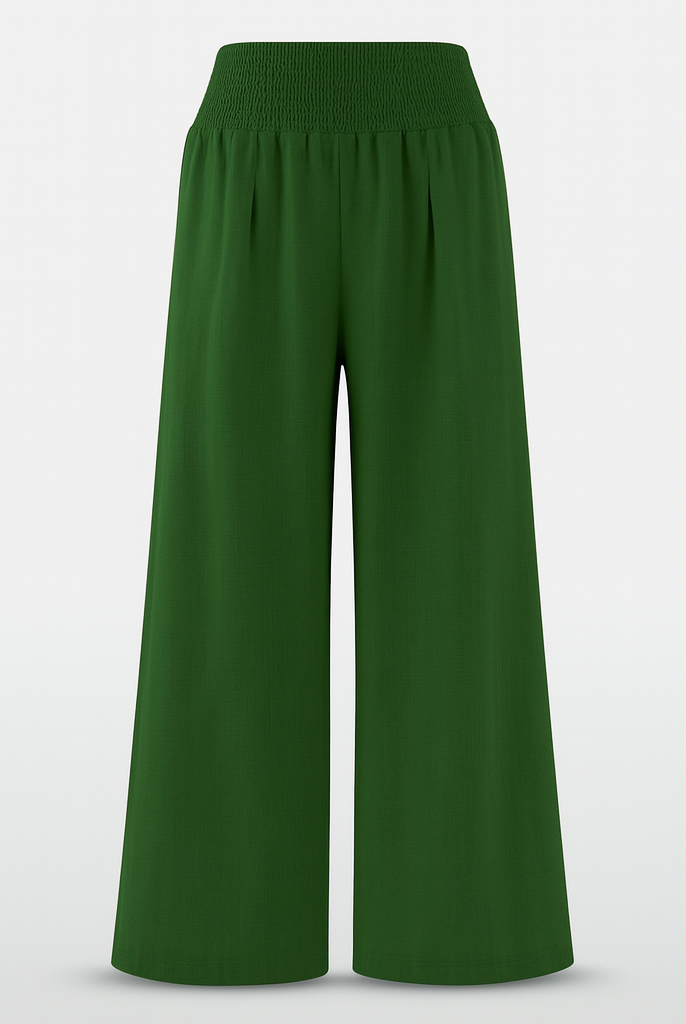 Black lightweight wide-leg trousers from Lumina Wear, styled for effortless summer fashion, featuring a relaxed fit and chic design.