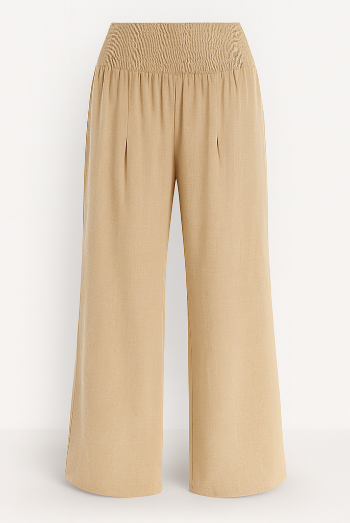 Black lightweight wide-leg trousers from Lumina Wear featuring a relaxed fit for effortless summer style.
