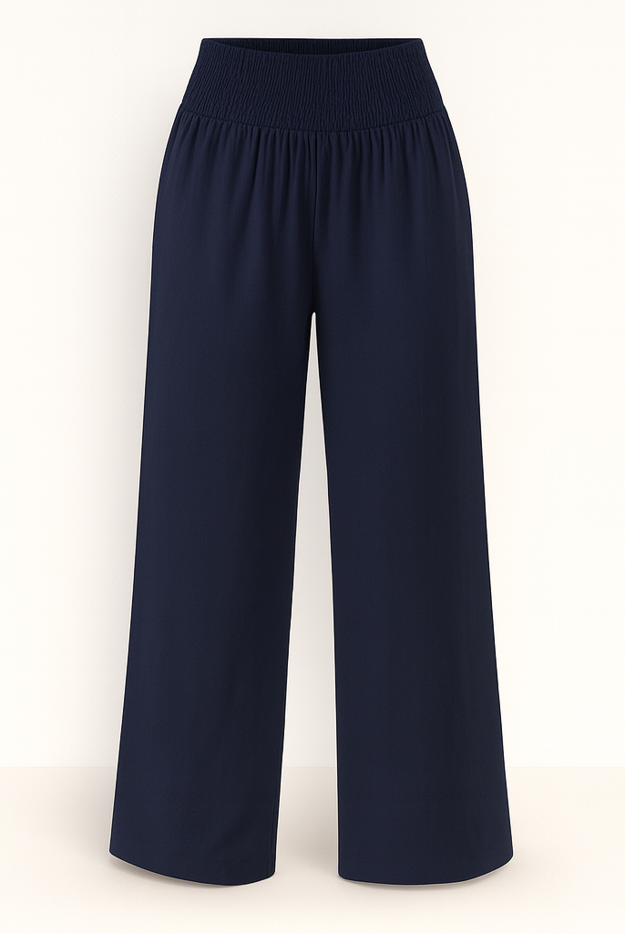 Black Victoria Lumina Wear wide-leg trousers with lightweight fabric, perfect for effortless summer style and casual wear.
