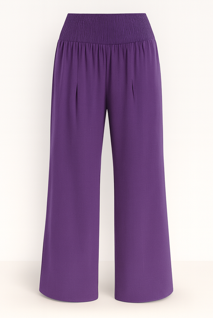Black Victoria lightweight wide-leg trousers by Lumina Wear, styled for effortless summer fashion, shown on a model.