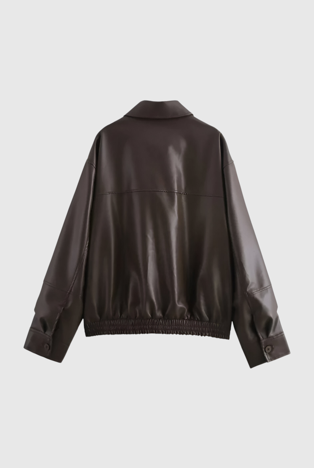 Brown Victoria women's loose fit aviator jacket by Lumina Wear, showcasing stylish collar and zipper details.