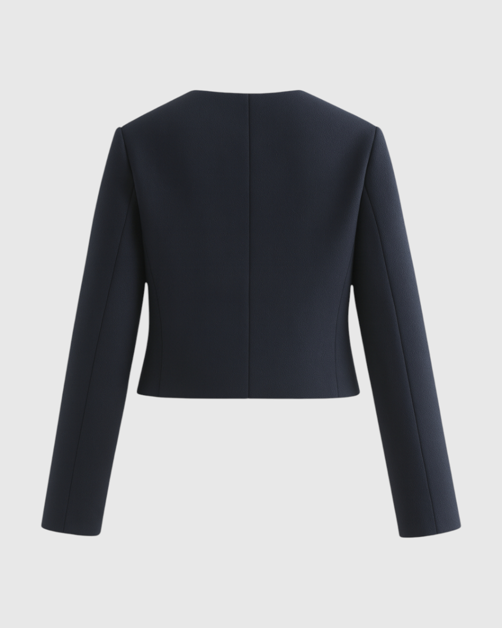 Victoria navy short jacket by Lumina Wear featuring a modern silhouette and chic design, perfect for stylish women.
