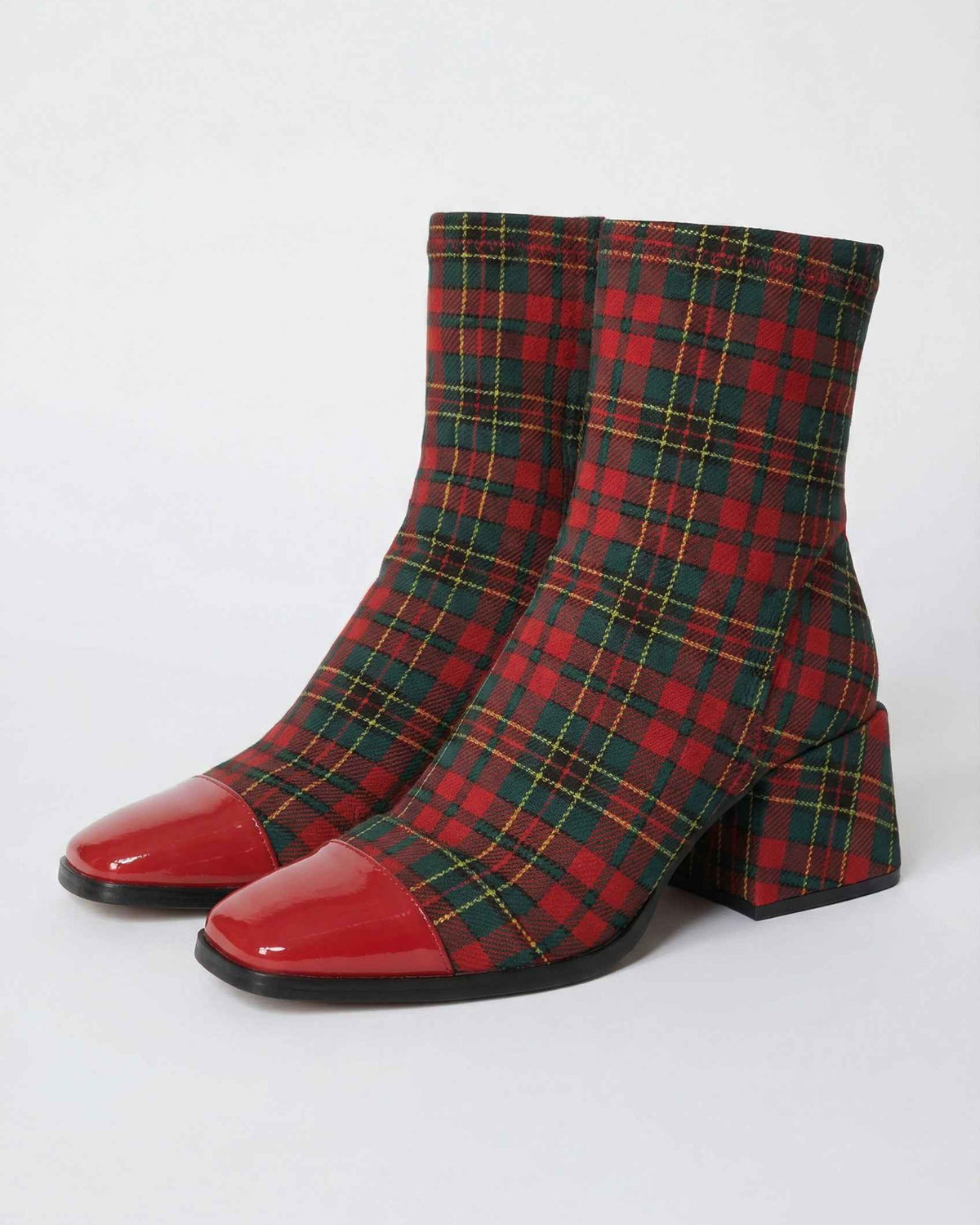 Victoria Lumina red and green mid-calf boots with durable sole, stylish design and comfortable fit, perfect for fashionable wear.