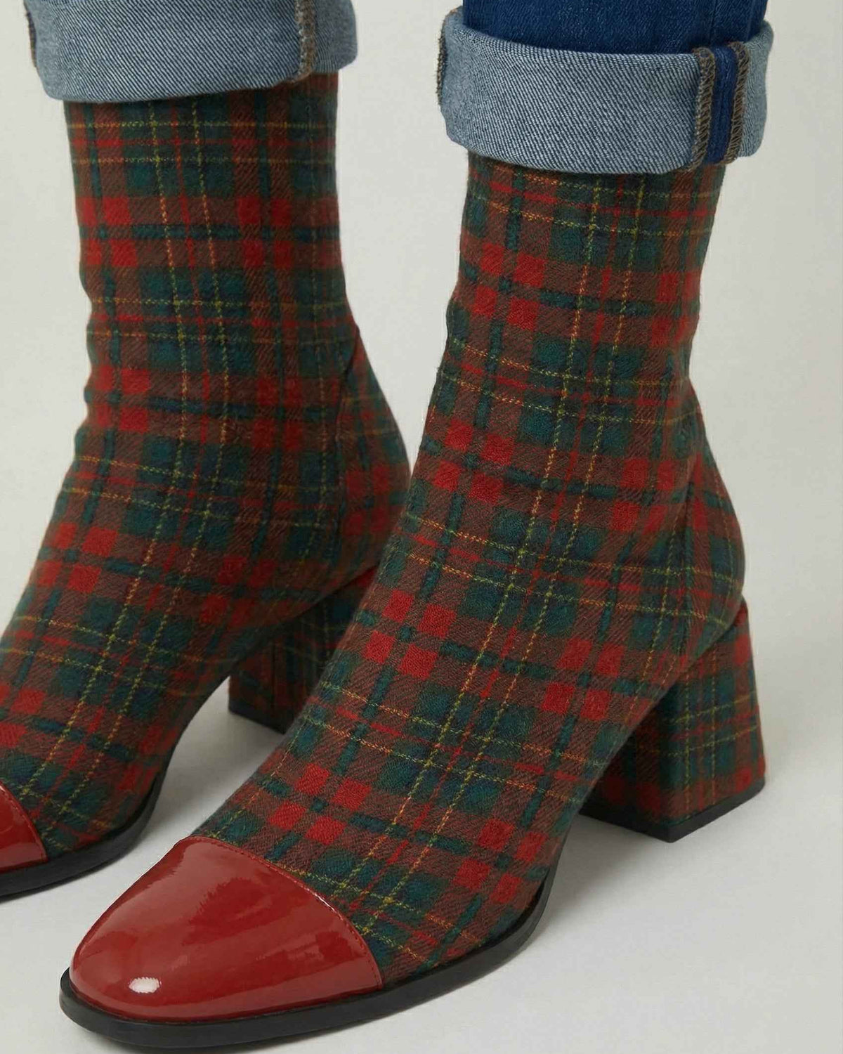 Victoria Lumina mid-calf boots in red and green with a durable sole, stylish and comfortable footwear for casual wear.