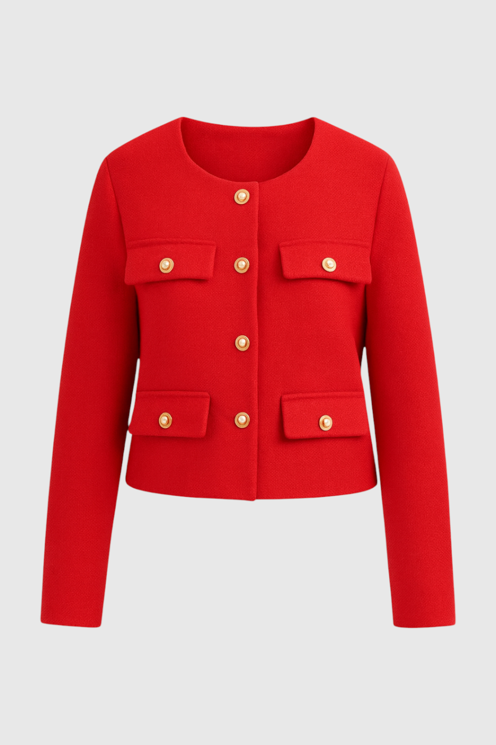 Lumina Wear Victoria red short women's jacket with versatile style, featuring a chic, fitted design and stylish collar.
