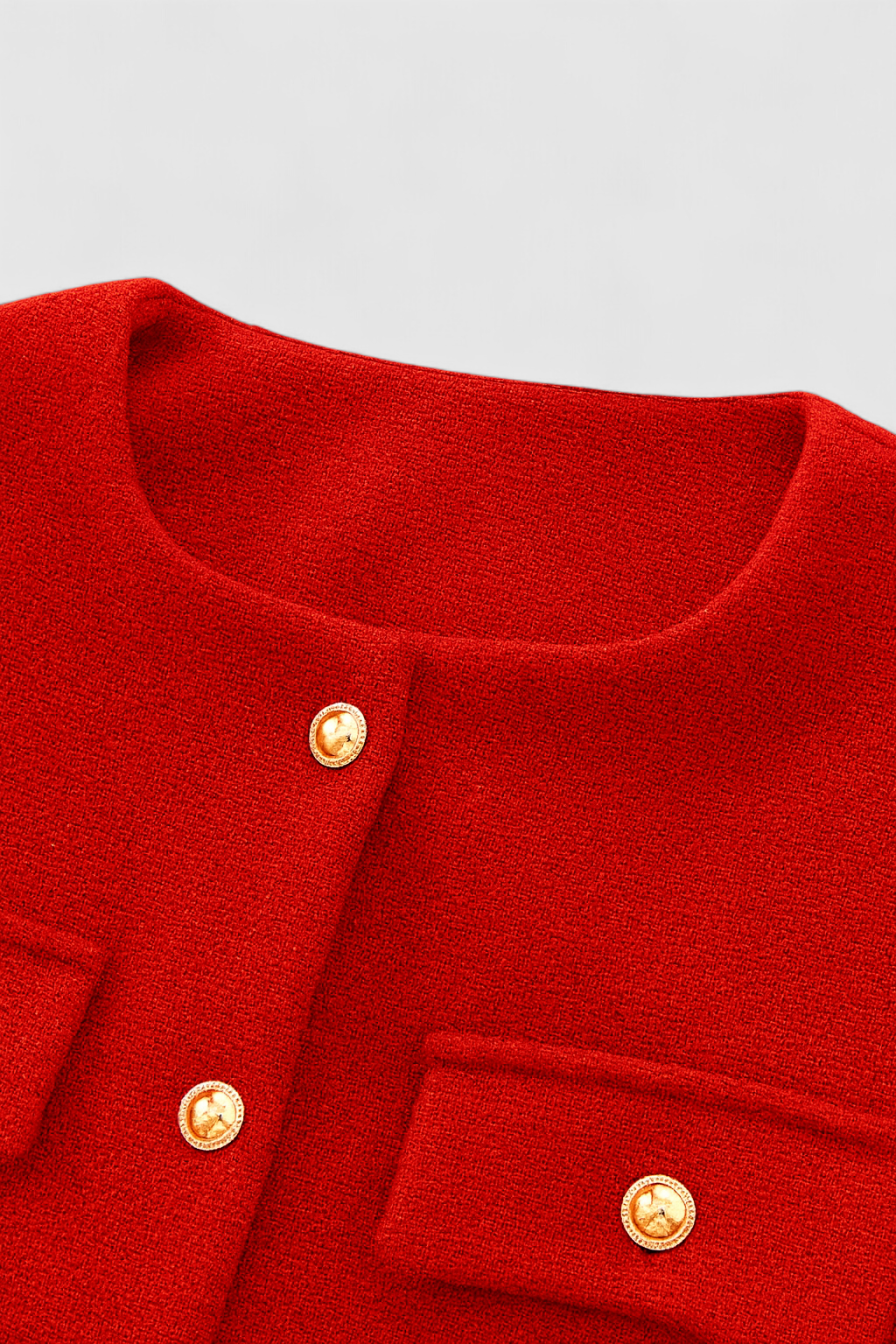 Red women's short jacket from Lumina Wear named Victoria, featuring chic style and versatile design.