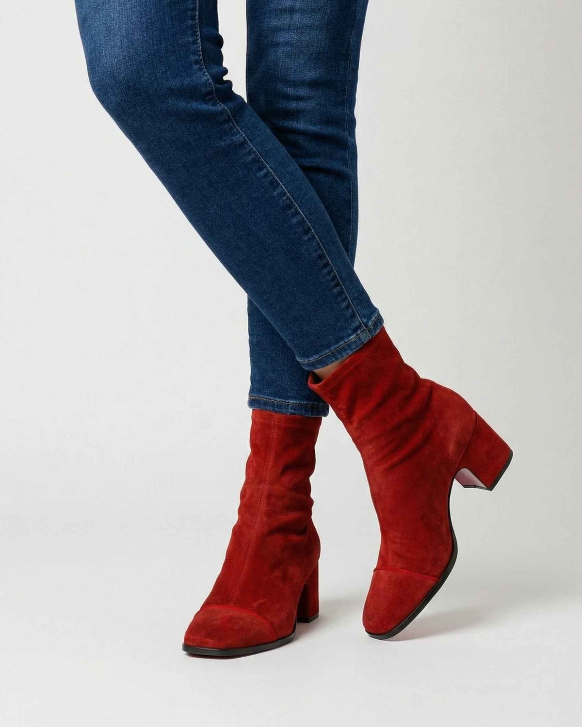 Victoria Lumina Wear retro mid-calf boots for women with a stylish statement heel in vibrant red, showcasing a chic and trendy design.