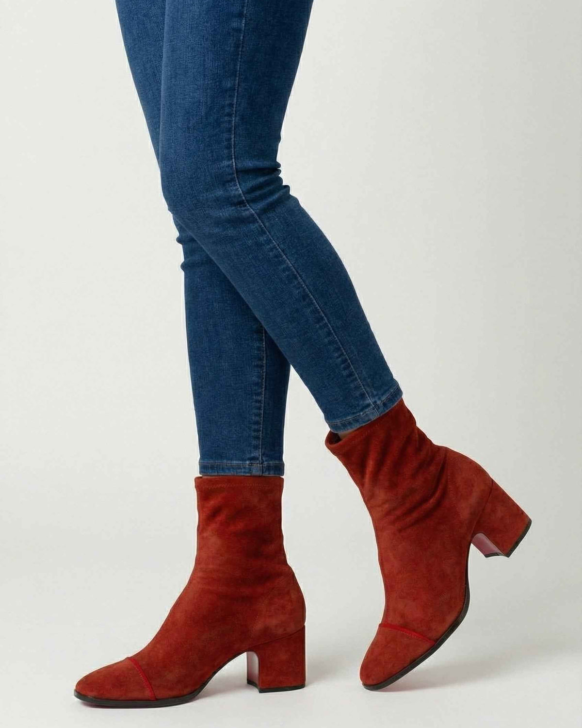 Victoria Chic Retro Mid Calf Boots for Women by Lumina Wear featuring a statement heel and red leather finish.