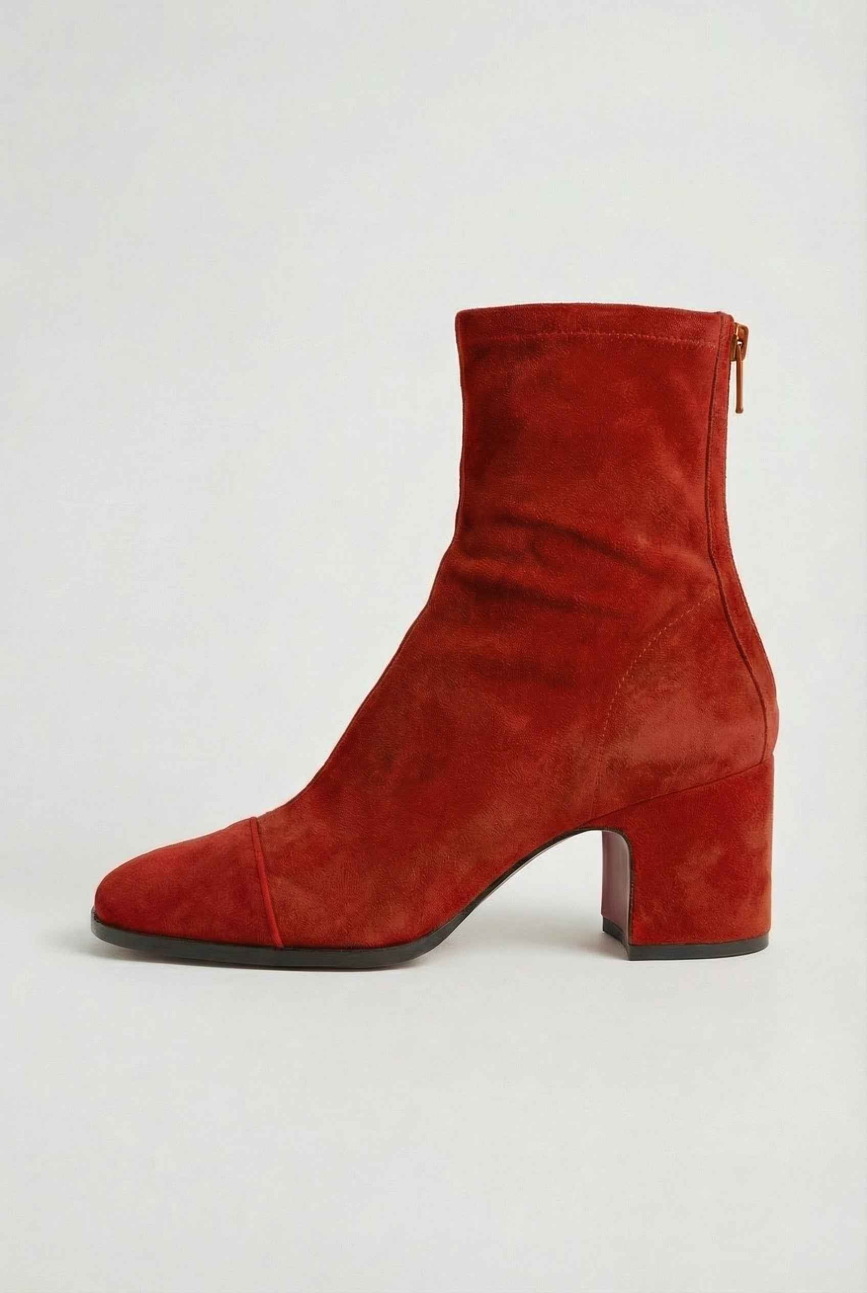 Victoria Chic Retro Mid Calf Boots for Women by Lumina Wear in red with a statement heel, featuring a stylish vintage-inspired design.