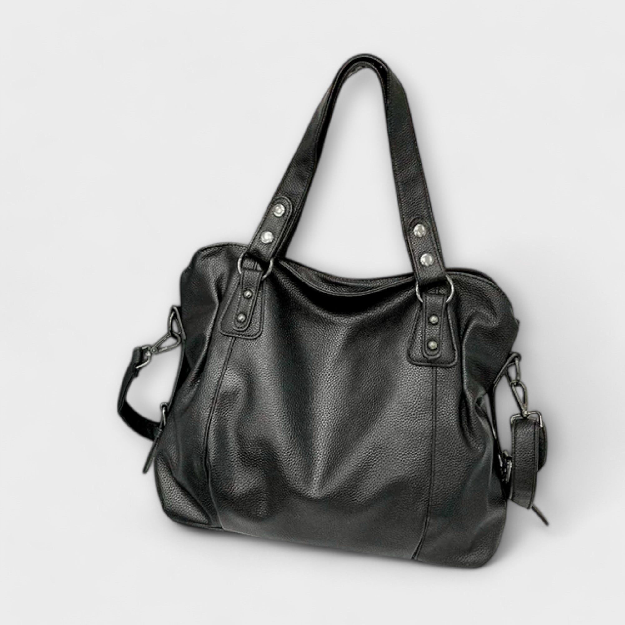 Beige Lumina Victoria structured hobo shoulder bag with dual straps, featuring a chic, modern design and elegant craftsmanship.