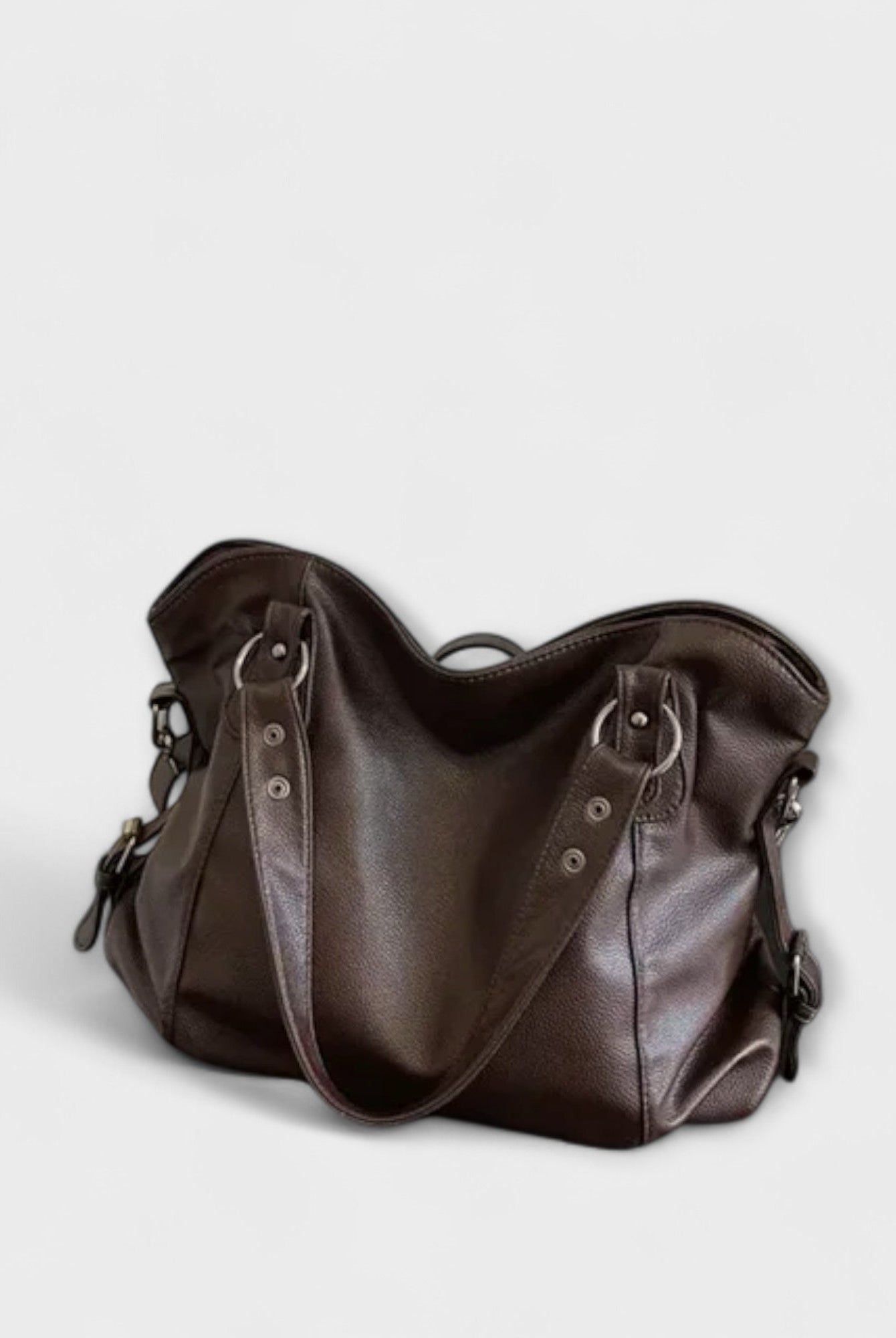 Beige Victoria Lumina structured hobo shoulder bag with dual straps, featuring a chic design and stylish craftsmanship.