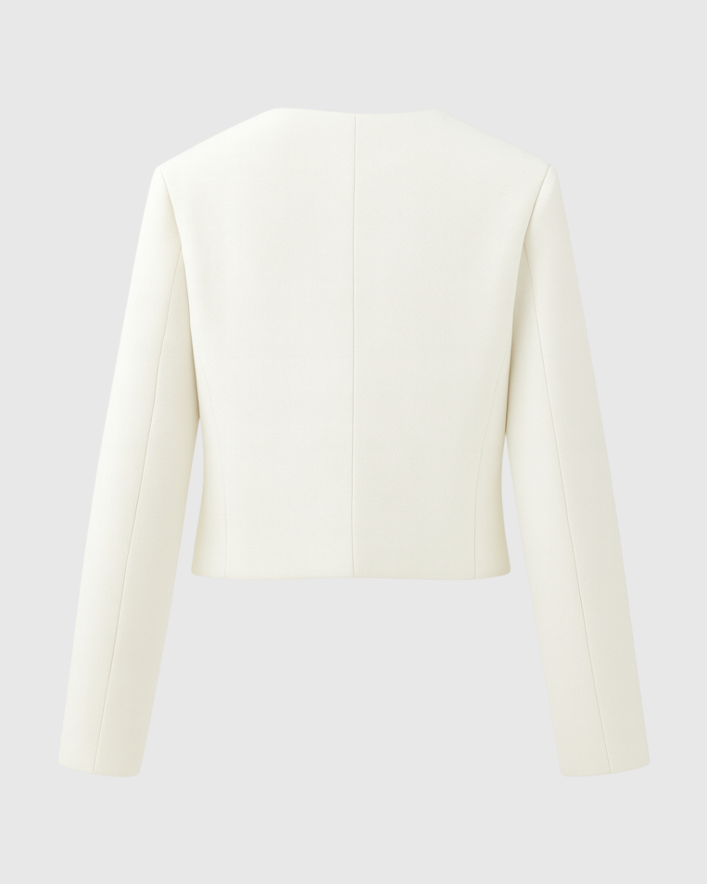 Victoria white tailored short jacket by Lumina Wear, stylish and versatile for modern fashion looks.