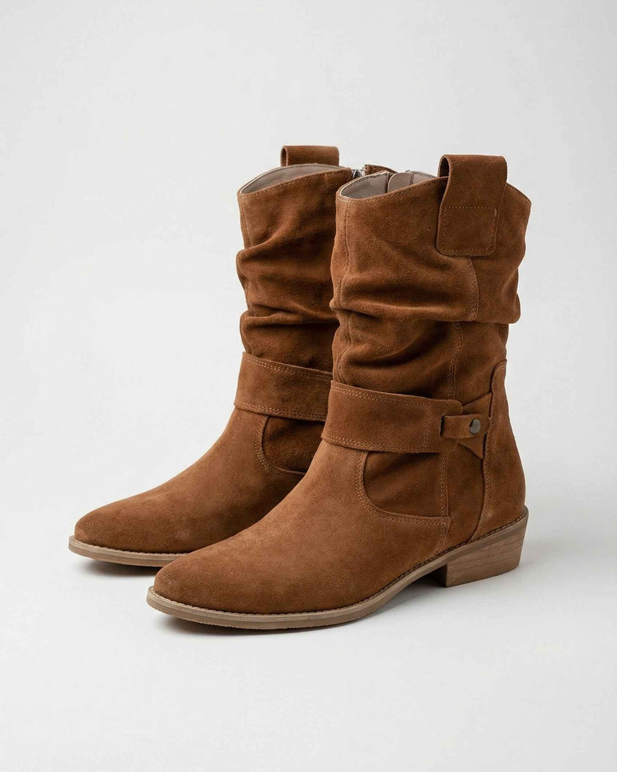 Lumina Wear Victoria yellow-brown retro suede ankle boots for women with sturdy sole, stylish and comfortable footwear.