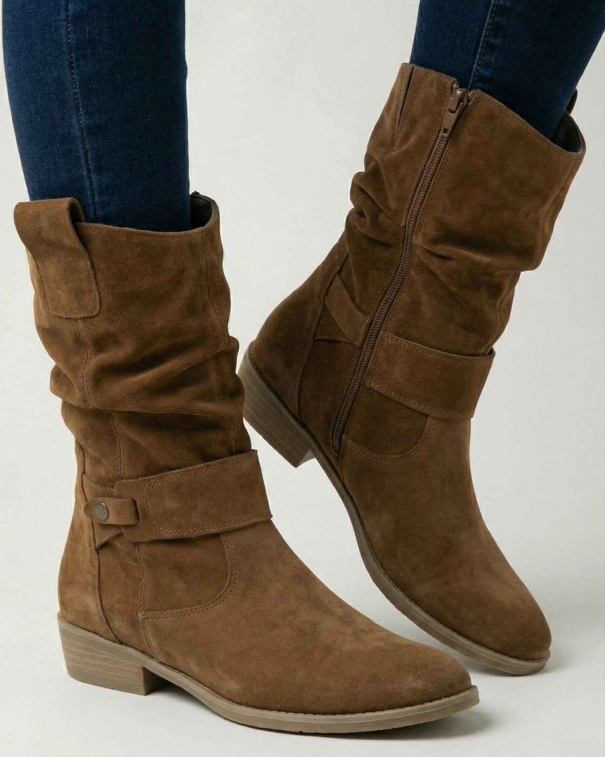 Victoria Lumina Wear yellow-brown retro suede ankle boots for women with sturdy sole, stylish and comfortable ankle footwear.