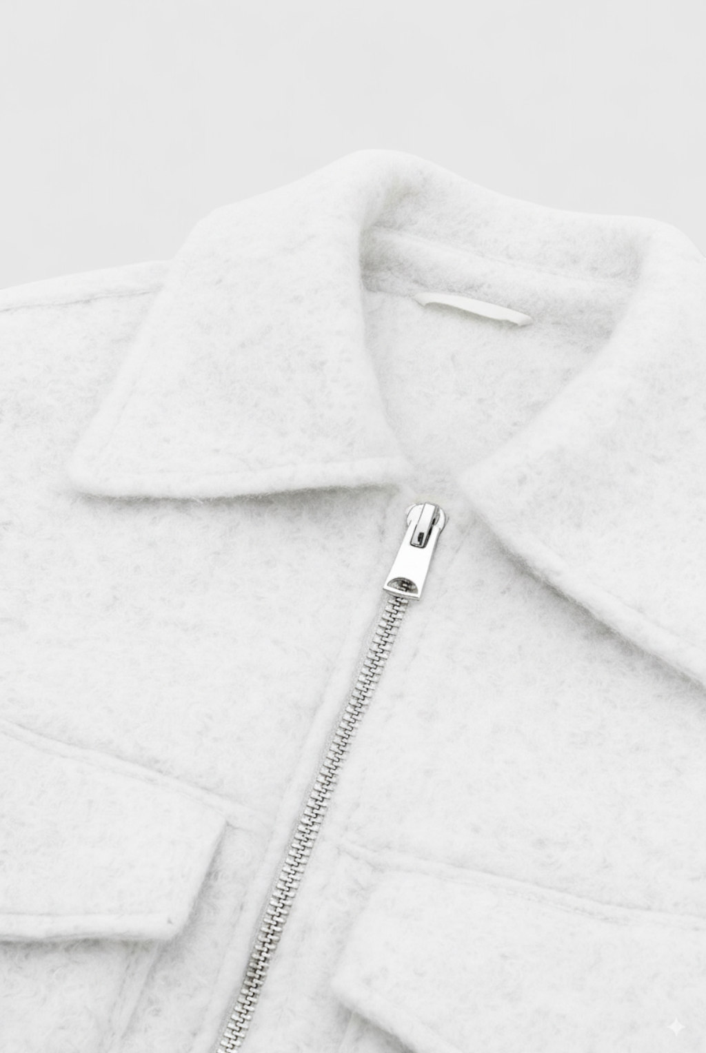 Lumina Wear Victoria white zip jacket with vintage lapel, stylish and casual outerwear for women.
