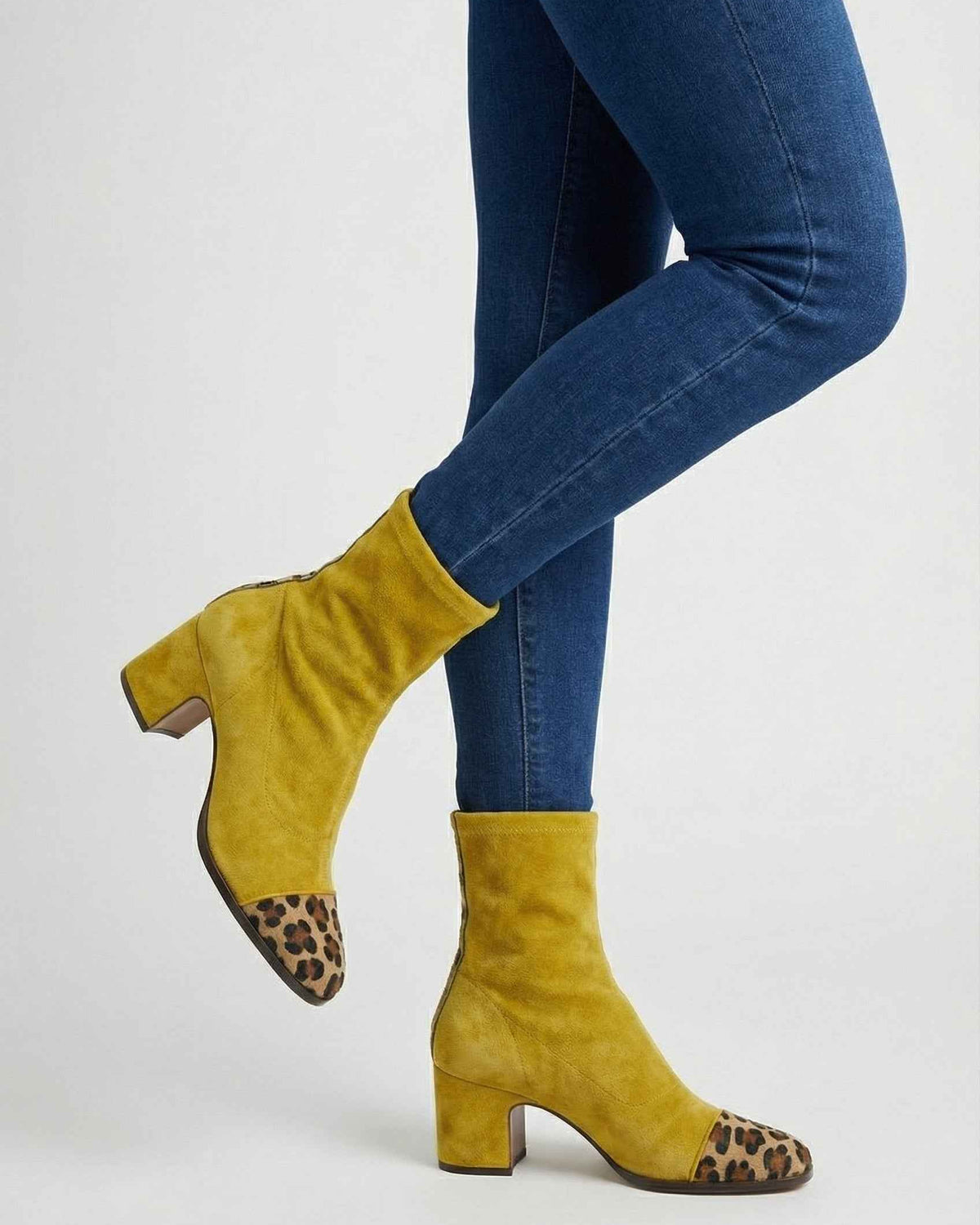 Victoria yellow mid-calf boots for women by Lumina Wear with warm lining, stylish design, and sturdy sole.