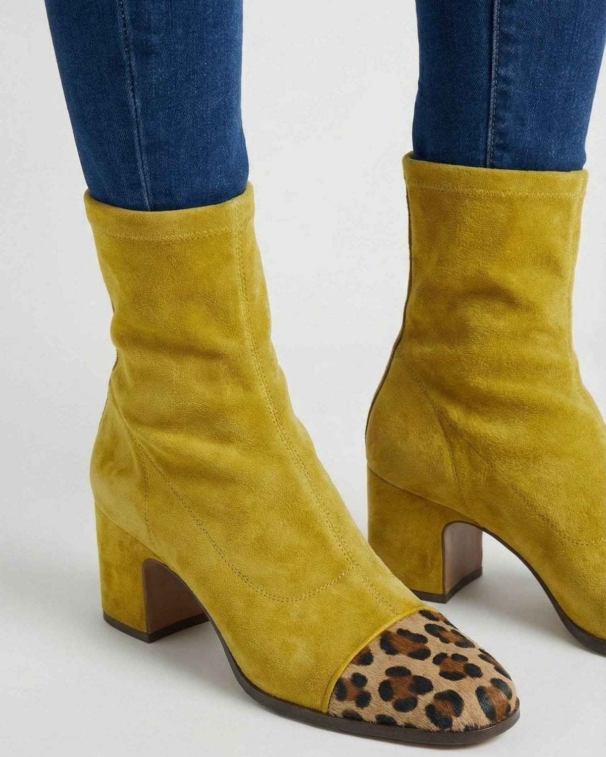 Victoria Chic Yellow Mid Calf Boots for Women with Warm Lining by Lumina Wear, featuring stylish design and cozy interior.