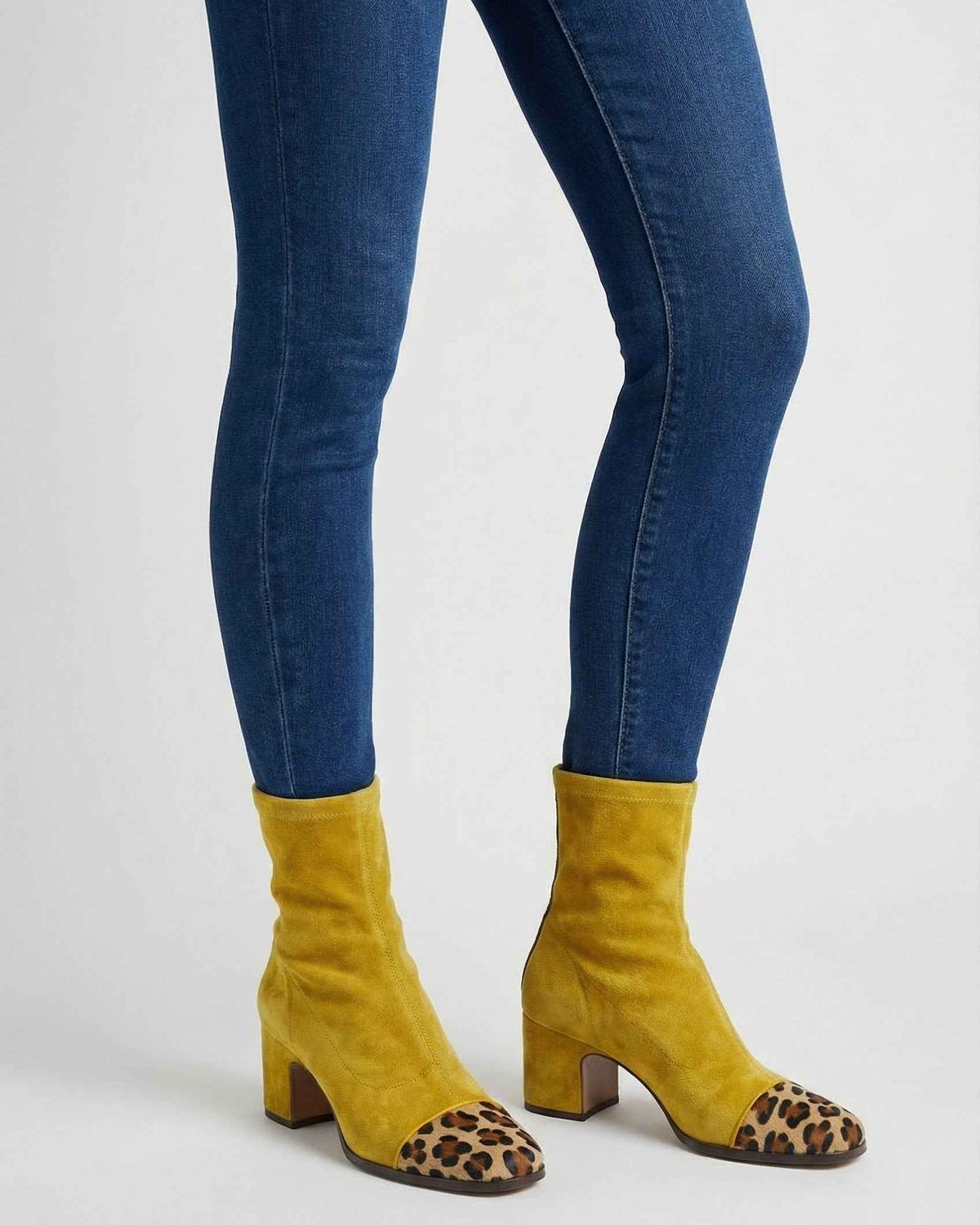 Victoria yellow mid-calf boots for women by Lumina Wear, featuring warm lining and stylish design.