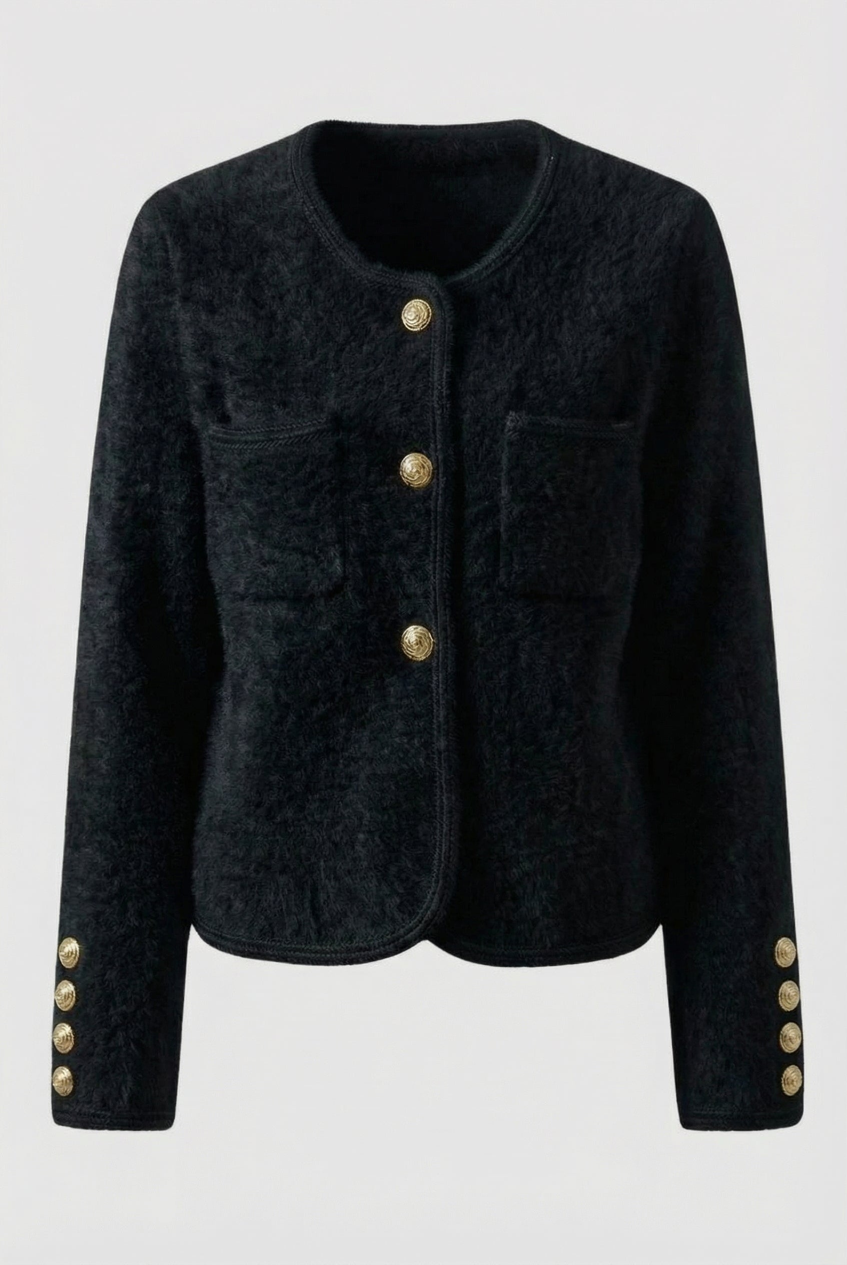 Victoria black long cardigan sweater with open front design from Lumina Wear, cozy and stylish for casual wear.