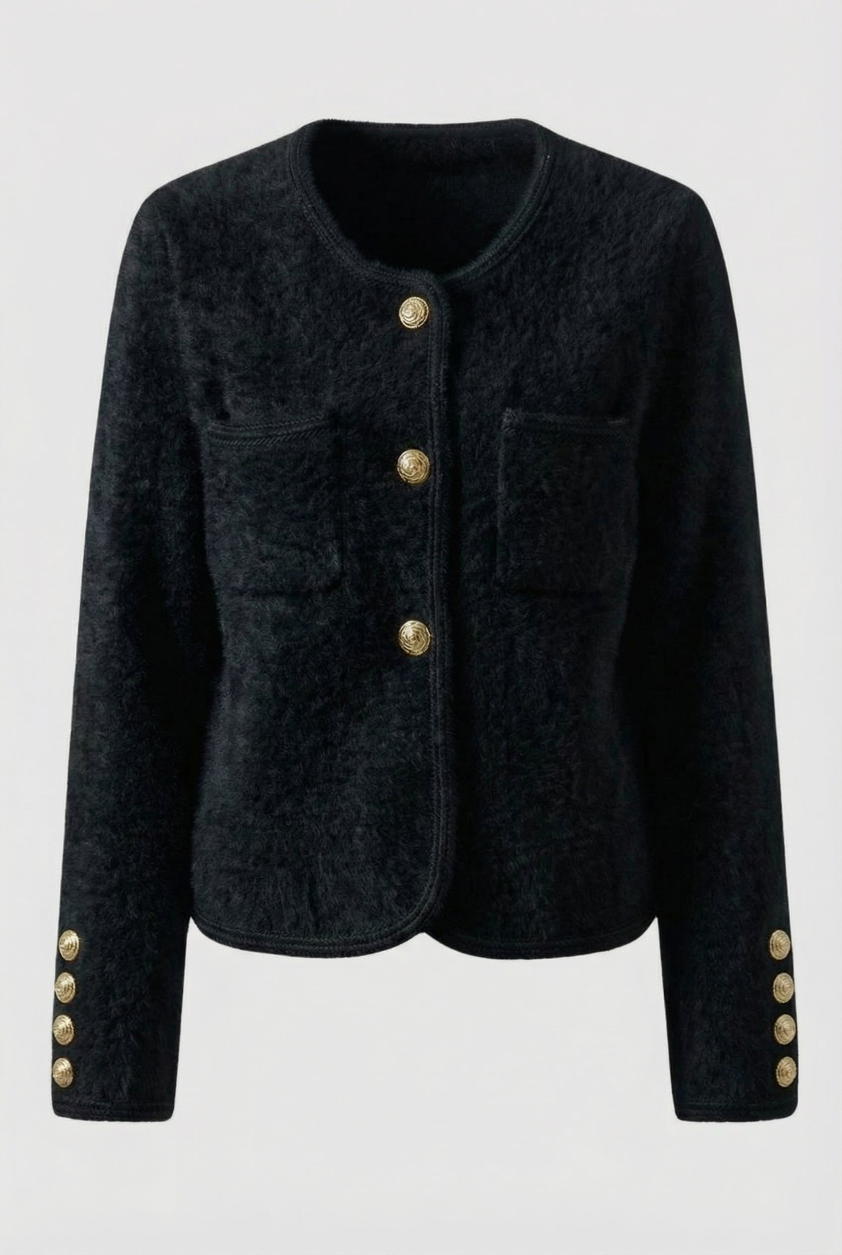 Victoria black long cardigan sweater with open front design from Lumina Wear, cozy and stylish for casual wear.