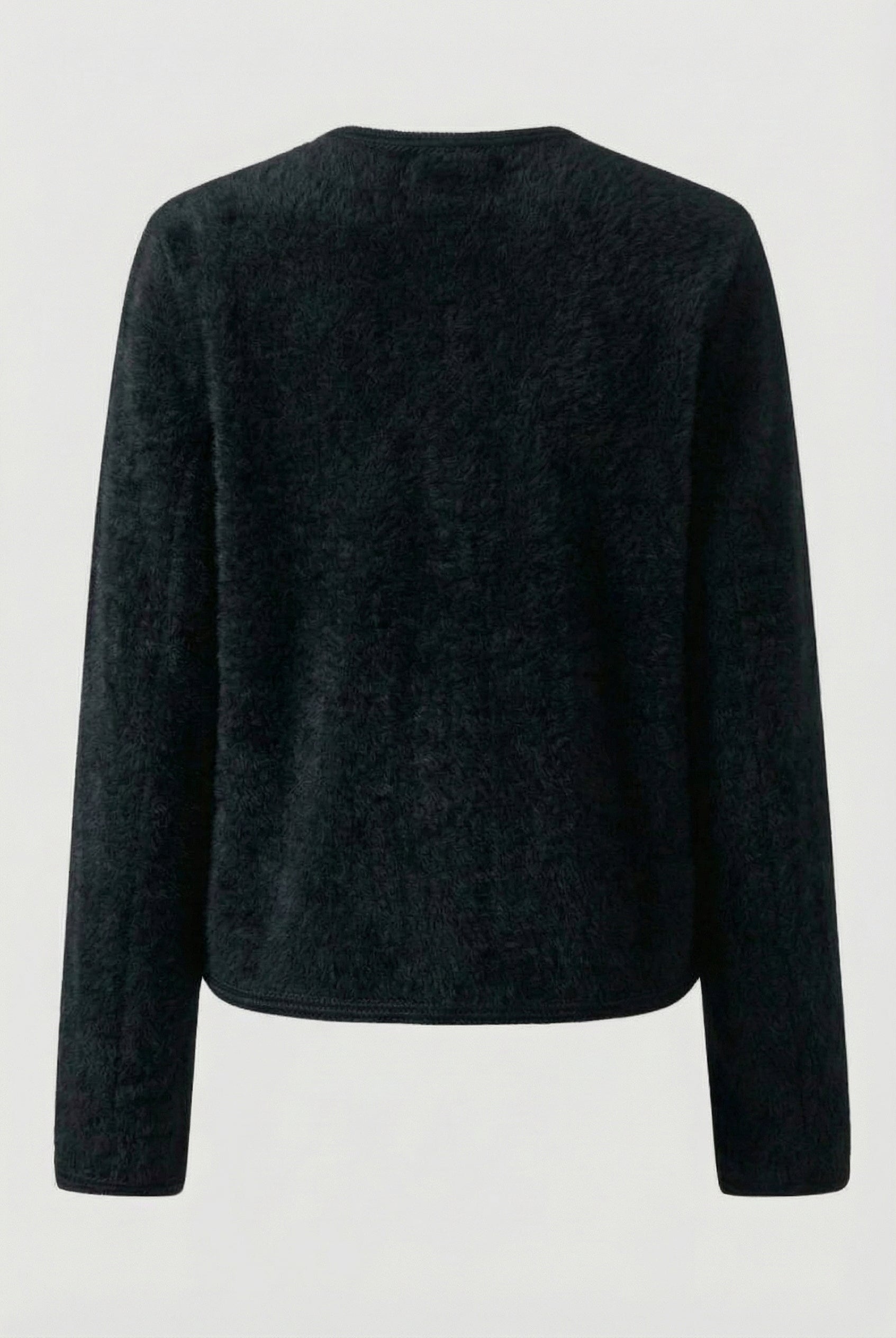 Victoria black long cardigan sweater with open front by Lumina Wear, cozy and lightweight for layered winter style.