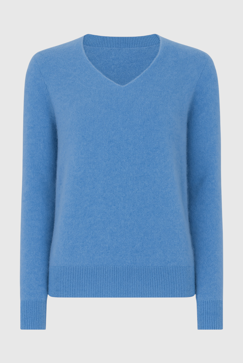 Blue Victoria Lumina Wear women's V-neck sweater featuring a cozy fit and flattering silhouette, perfect for casual wear.