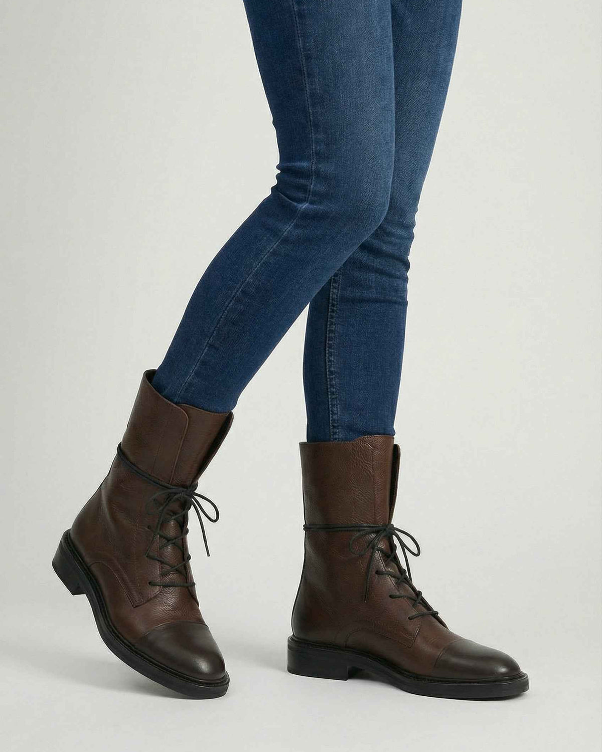 Victoria cozy brown lace-up ankle boots by Lumina Wear with chic detailing, dark brown leather, and stylish design.