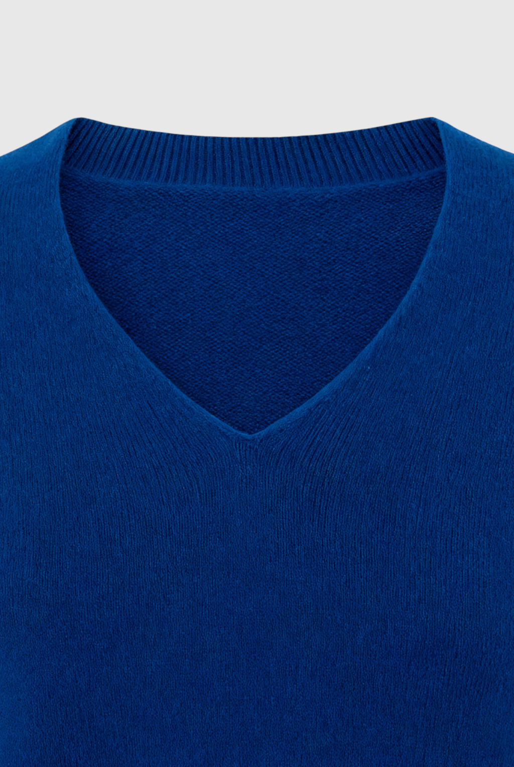 Victoria Lumina dark blue V-neck sweater with a flattering fit, cozy knit, and stylish design, perfect for casual wear.