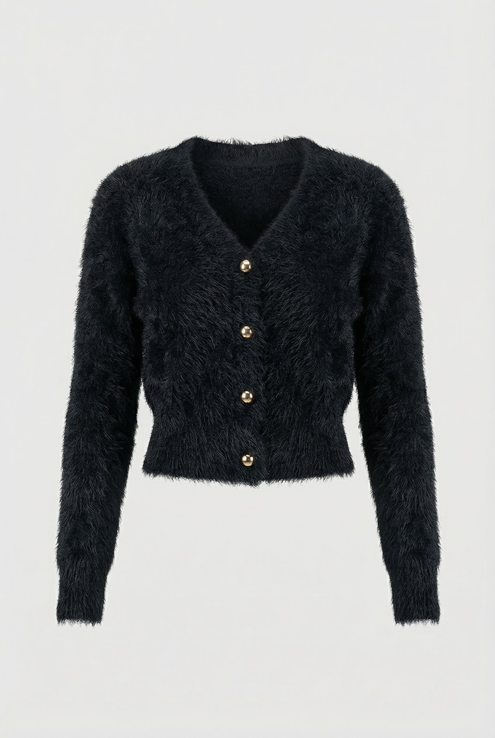 Lumina Wear Victoria cozy long black cardigan sweater with open front design, perfect for layering and casual style.