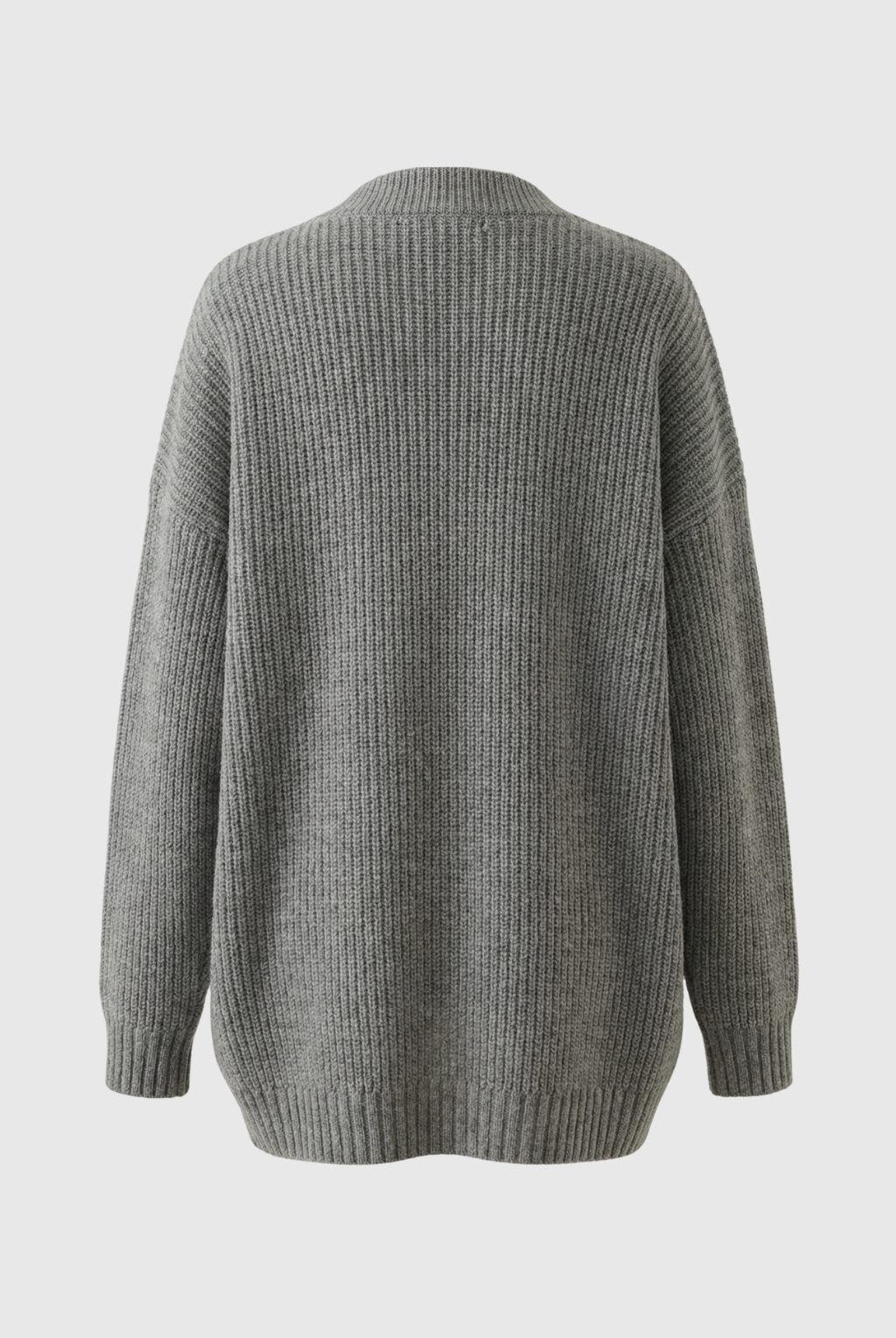 Grey Lumina Wear Victoria oversized long cardigan with cozy ribbed details and relaxed fit, ideal for casual layering.