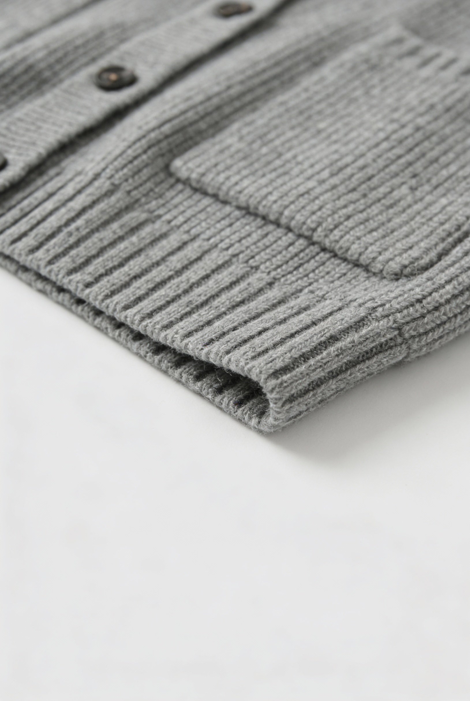 Grey Victoria oversized long cardigan by Lumina Wear with ribbed details, cozy and stylish sweater for layered comfort.