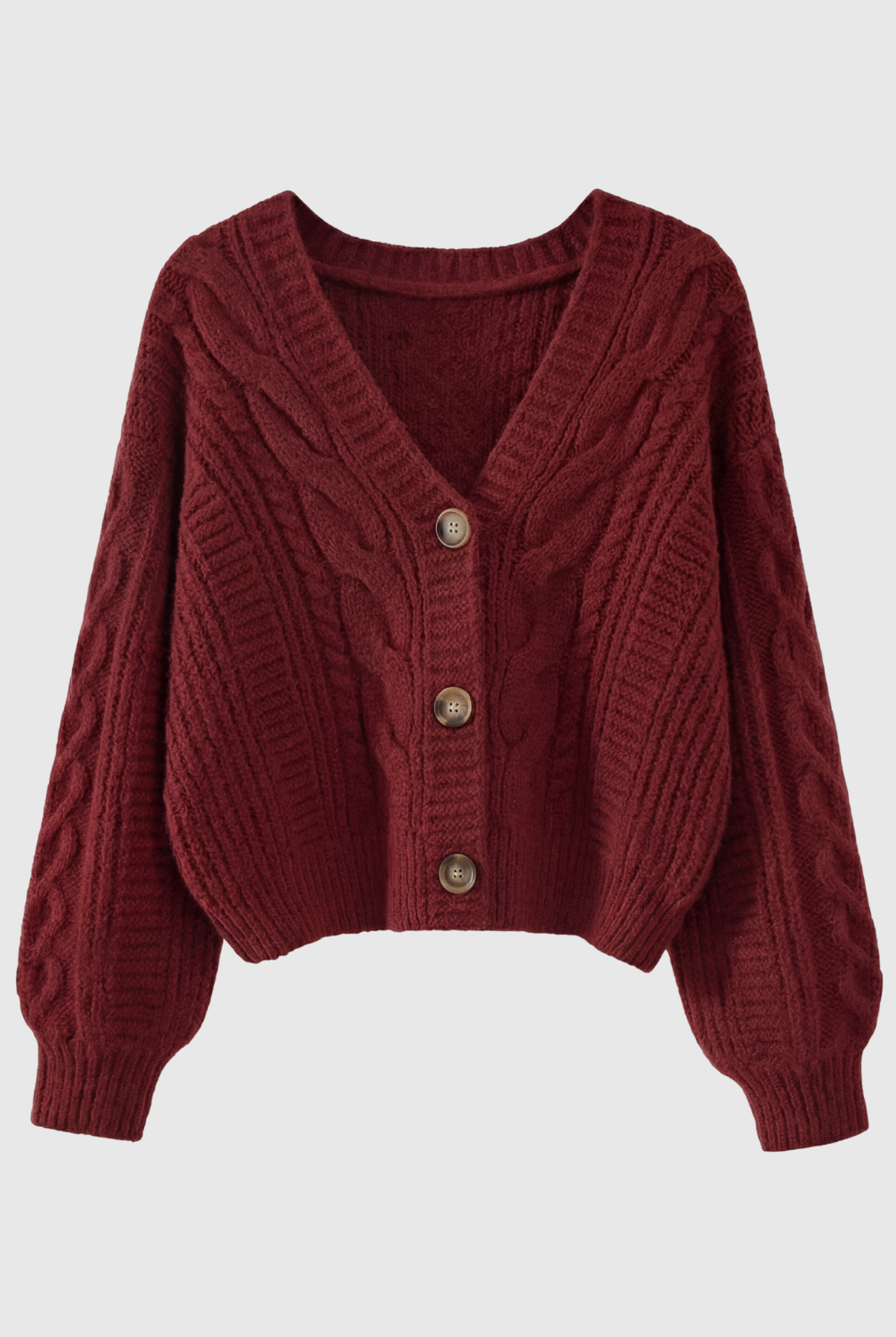 Victoria cozy red long cardigan by Lumina Wear featuring ribbed details, perfect for layered winter or fall outfits.
