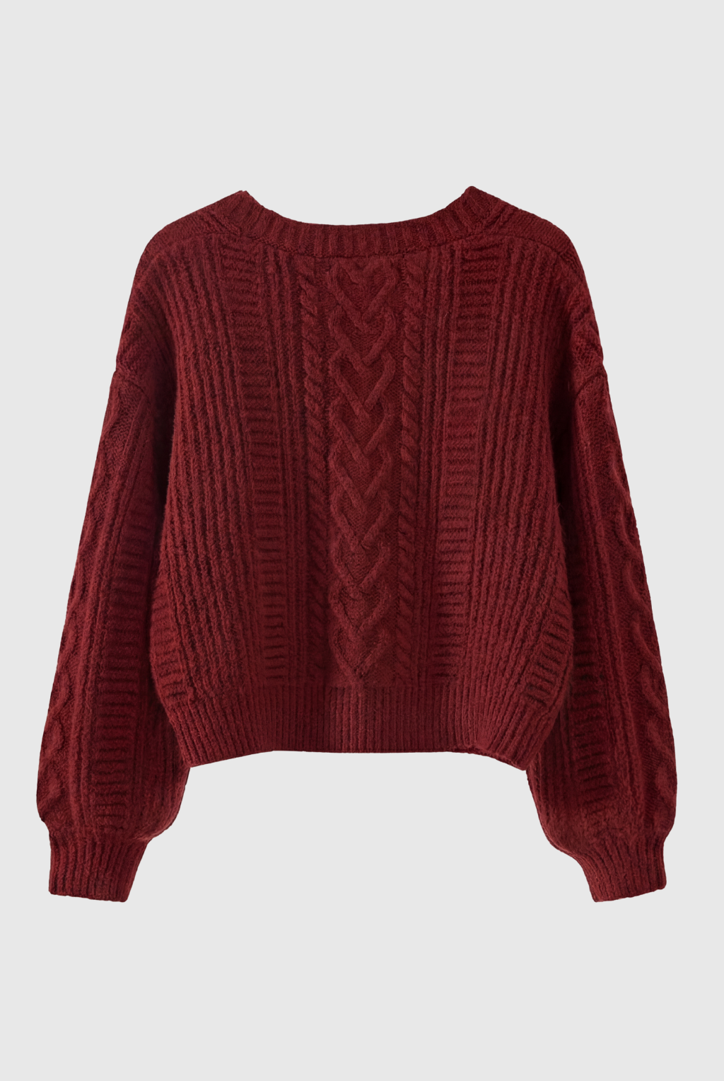 Lumina Wear Victoria cozy red long cardigan with ribbed details, soft knit sweater perfect for layering.