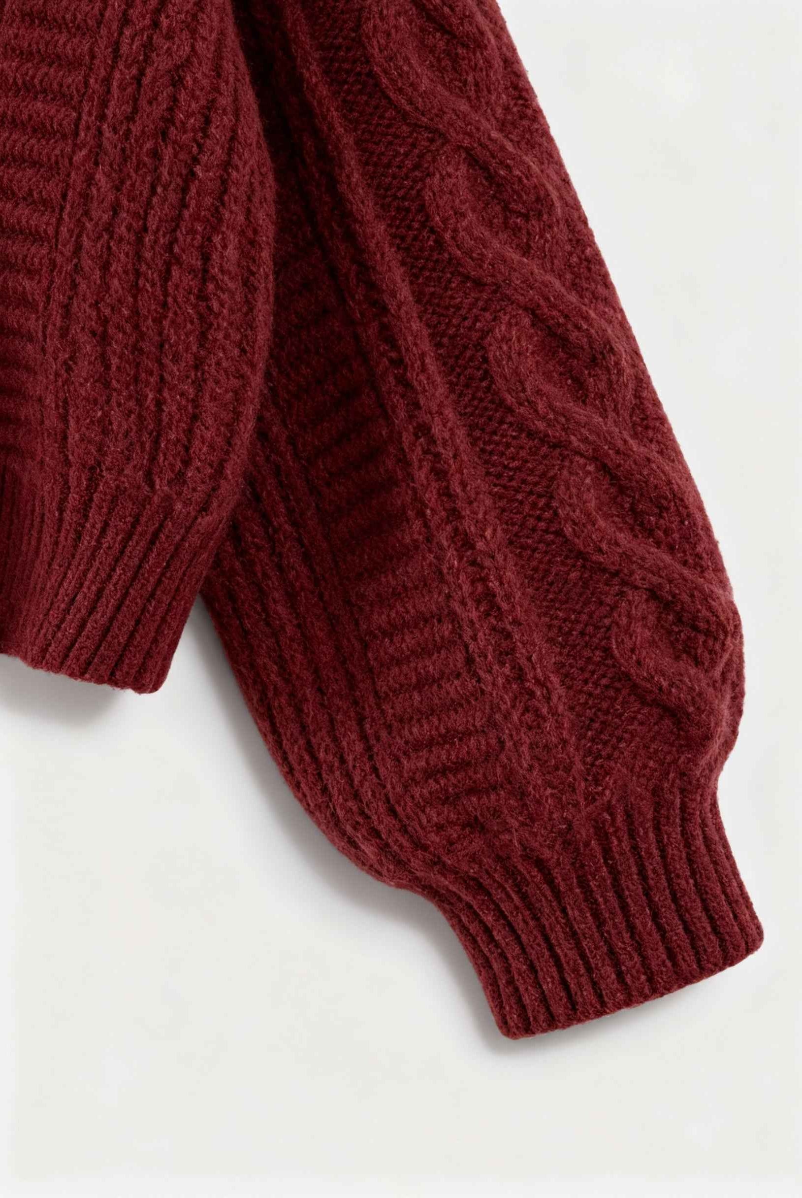 Victoria Cozy Red Long Cardigan by Lumina Wear with ribbed details, featuring a soft, warm knit fabric and relaxed fit.
